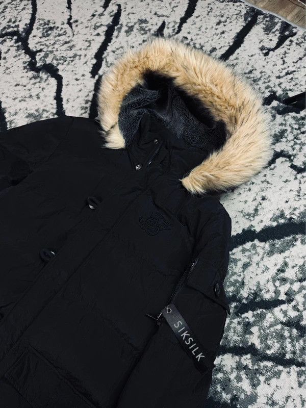 SikSilk Siksilk black down parka jacket with S logo Size US S / EU 44-46 / 1 - 3 Thumbnail
