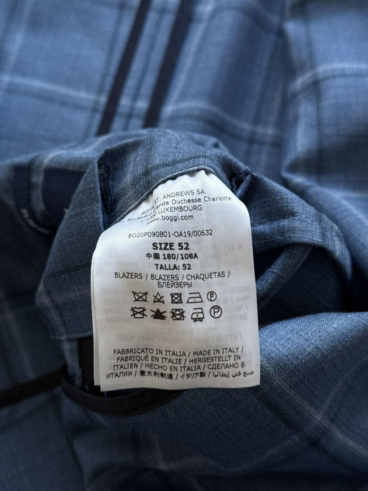 Boggi Boggi Milano Blue Checked Wool Blazer Jacket Size 52 Size 42R - 7 Thumbnail
