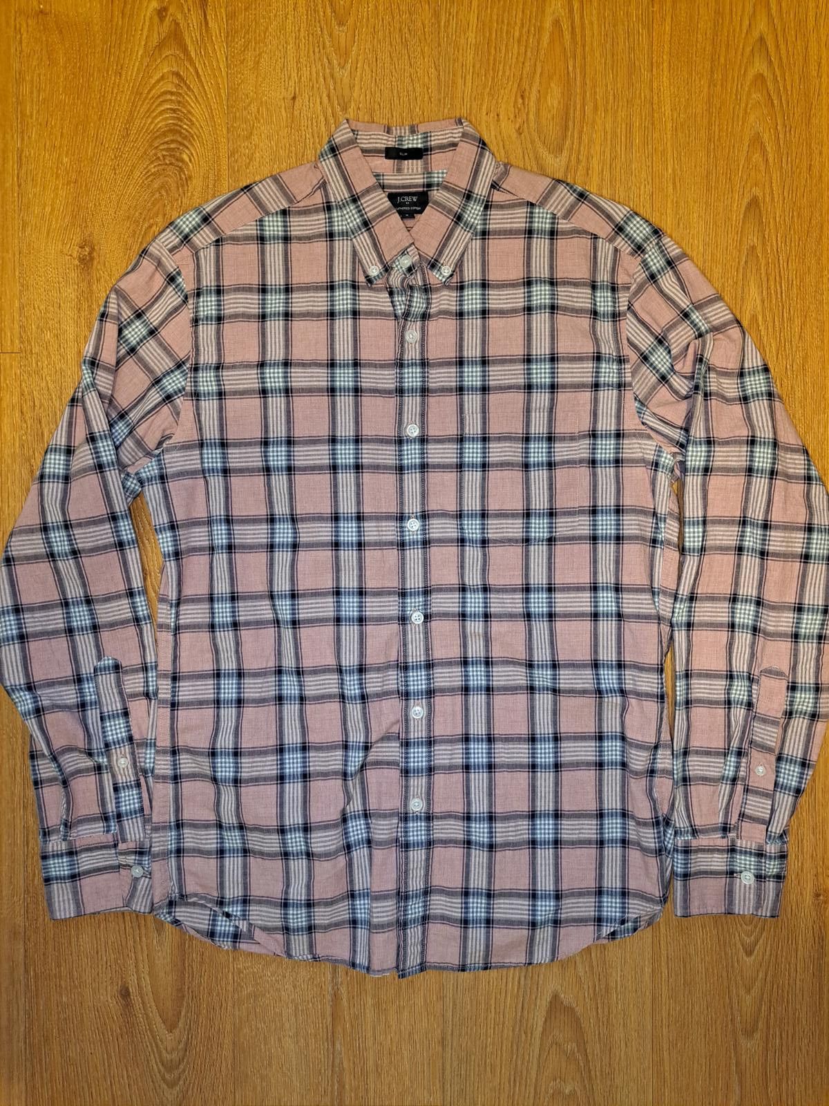 J.Crew J Crew Button Up Shirt Medium Pink Plaid Heathered Cotton Size US M / EU 48-50 / 2 - 1 Thumbnail