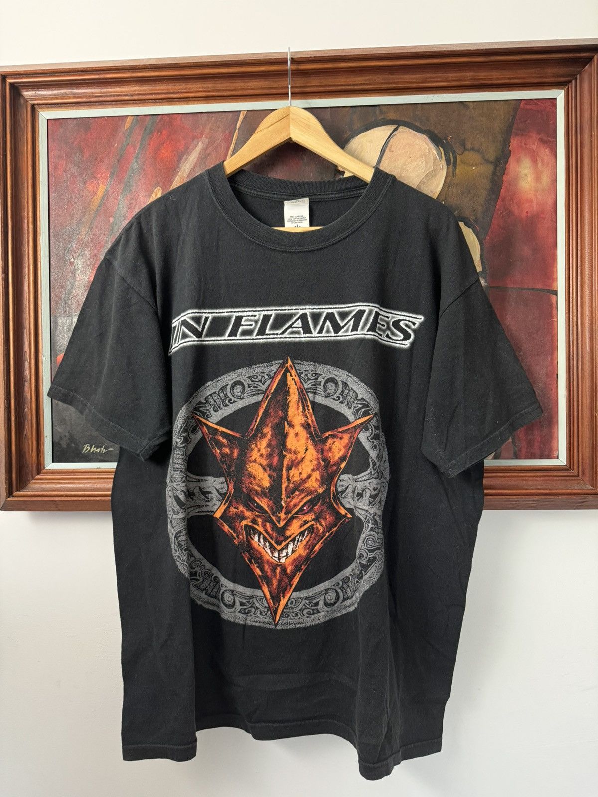 Band Tees In Flames Vintage 00s Band Tee Flame Logo Face Devil Rare Size US L / EU 52-54 / 3 - 1 Thumbnail