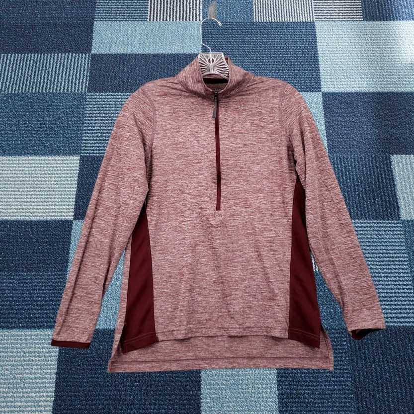 Champion Champion Shirt S Small Red Heather Long Sleeve 1/2 Zip Mock Neck Pullover T Mens Size US S / EU 44-46 / 1 - 1 Thumbnail
