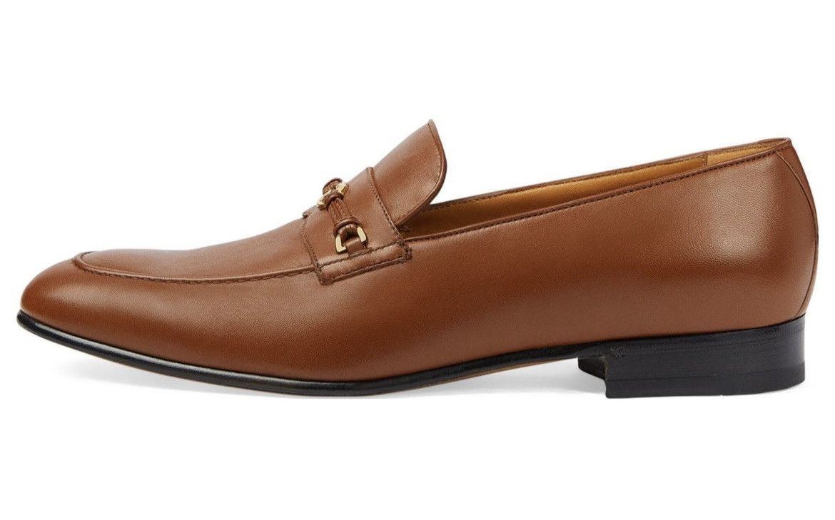 Gucci Gucci GG Logo Moccasin Leather Loafer Cuir Brown Size US 9 / IT 39 - 1 Thumbnail