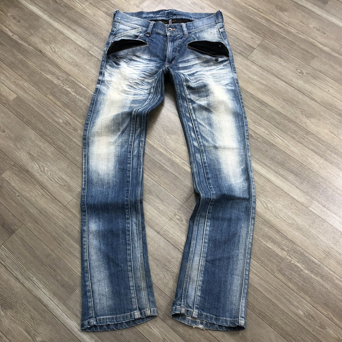 If Six Was Nine × Japanese Brand × Le Grande Bleu (L.G.B.) 2000s Nicole Club Multi Pocket Faded Bootcut Flared Jeans Size US 31 - 1 Thumbnail