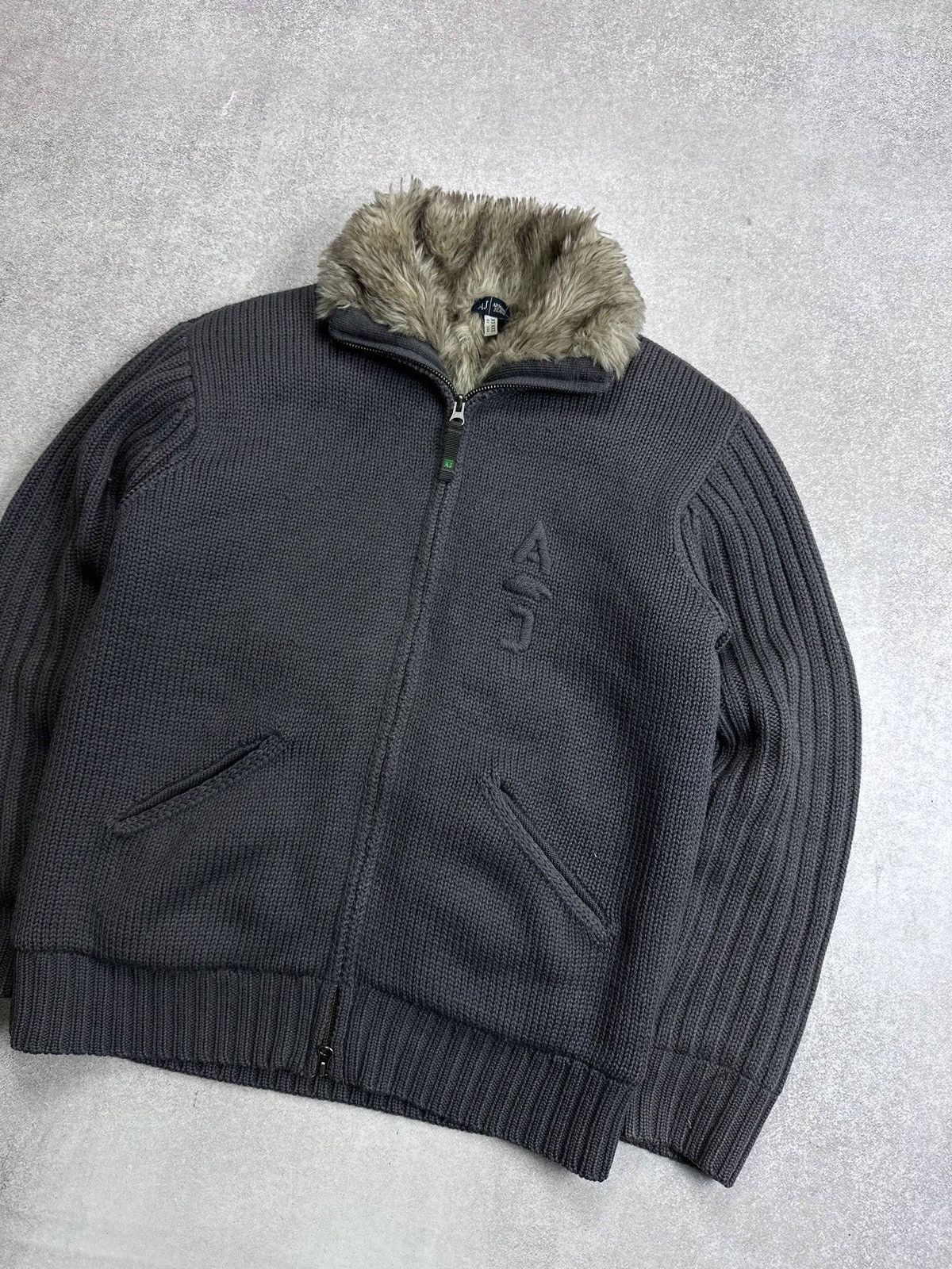 Armani Vintage Armani Knit Fur Hood Avantgarde Y2K Knit Sweater XS Size US XS / EU 42 / 0 - 3 Thumbnail