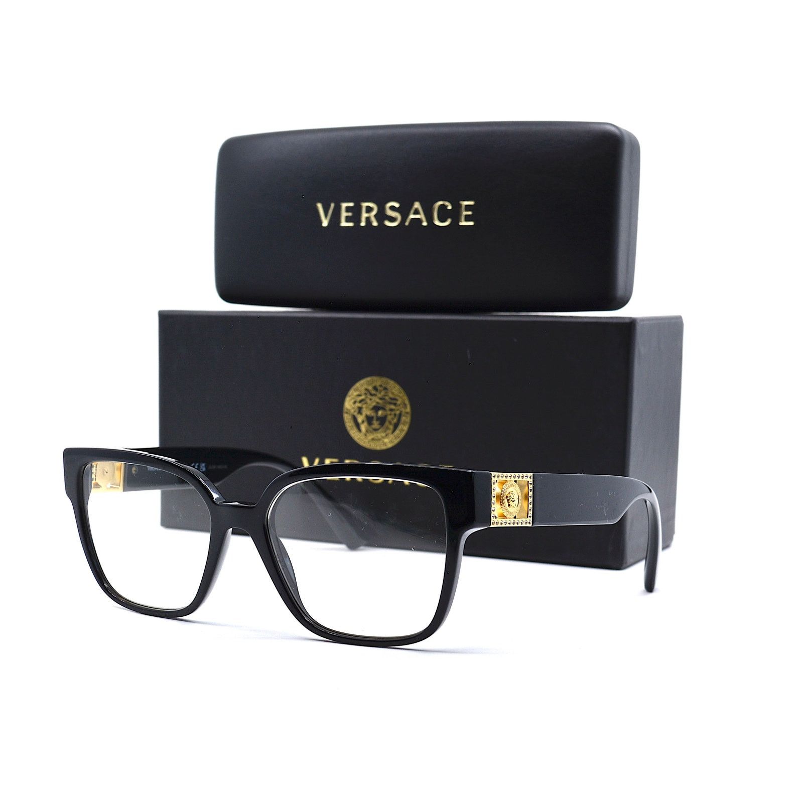 Versace NEW VERSACE VE3329B GB1 BLACK AUTHENTIC EYEGLASSES FRAME Size ONE SIZE - 1 Thumbnail