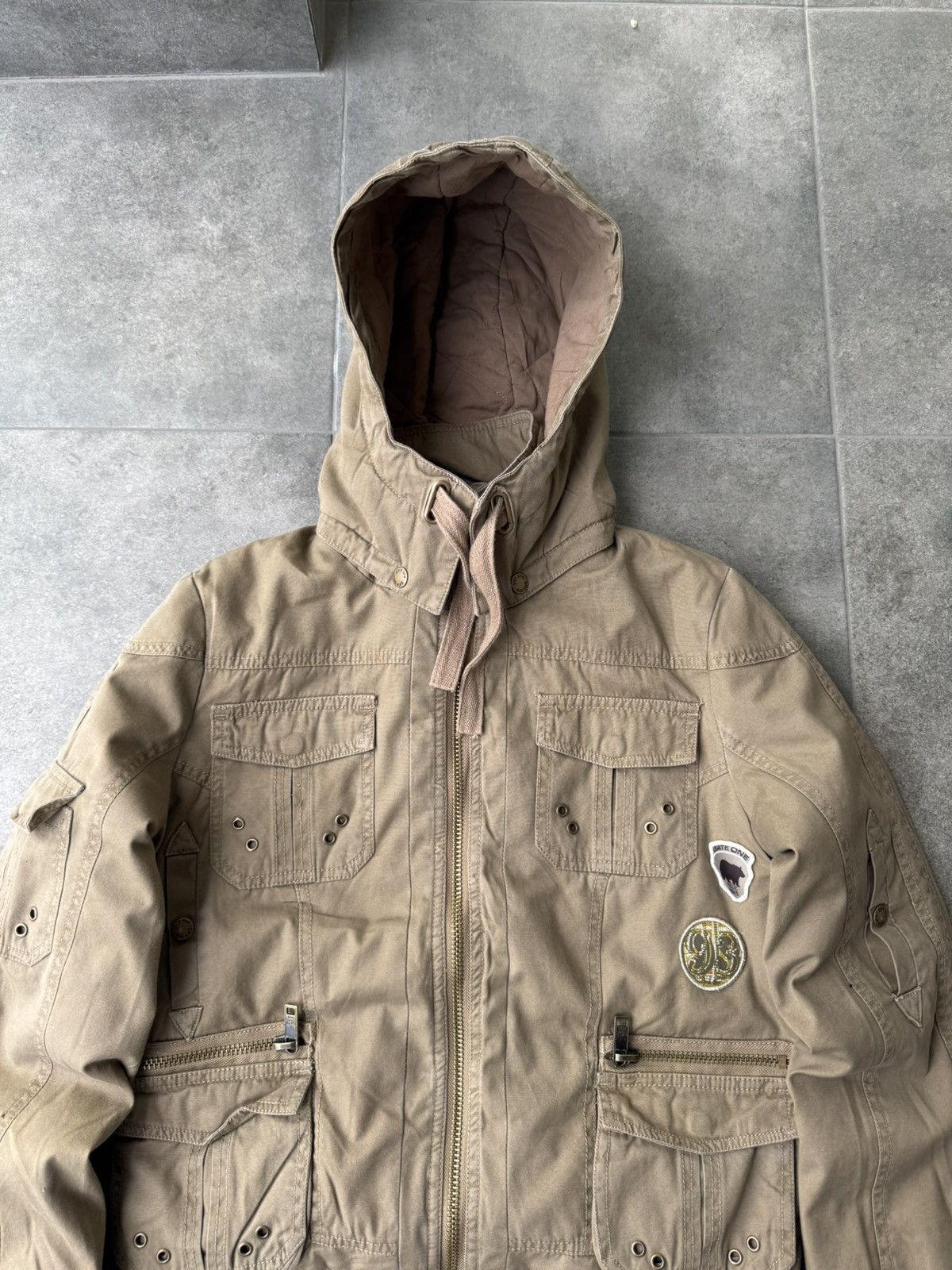 If Six Was Nine Vintage Y2K Beige Bomber Jacket Hooded Avantgarde Japan Y2K Size L / US 10 / IT 46 - 3 Thumbnail