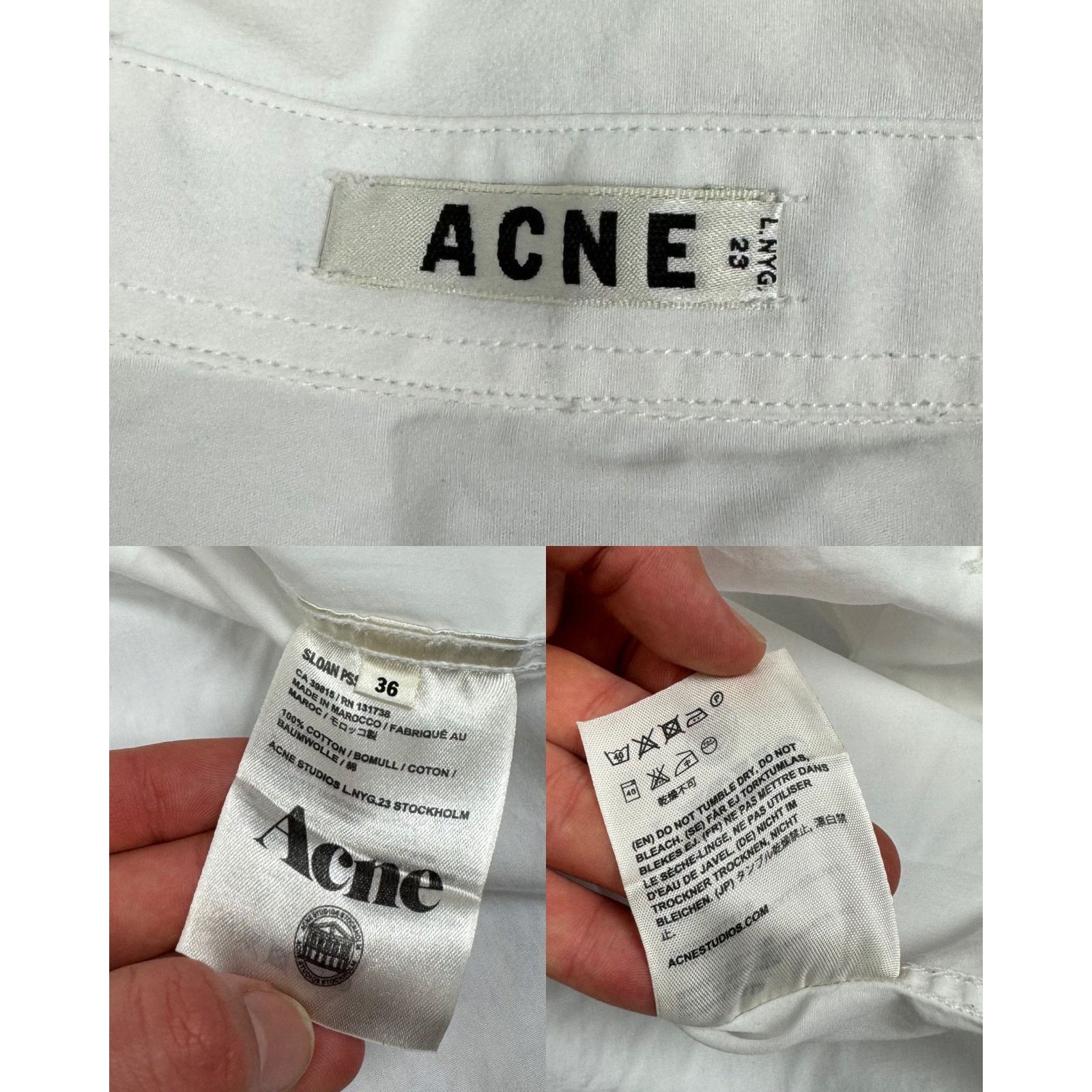 Acne Studios Acne Sloan Womens White Cotton Button-Up Shirt 36 Size XS / US 0-2 / IT 36-38 - 3 Thumbnail
