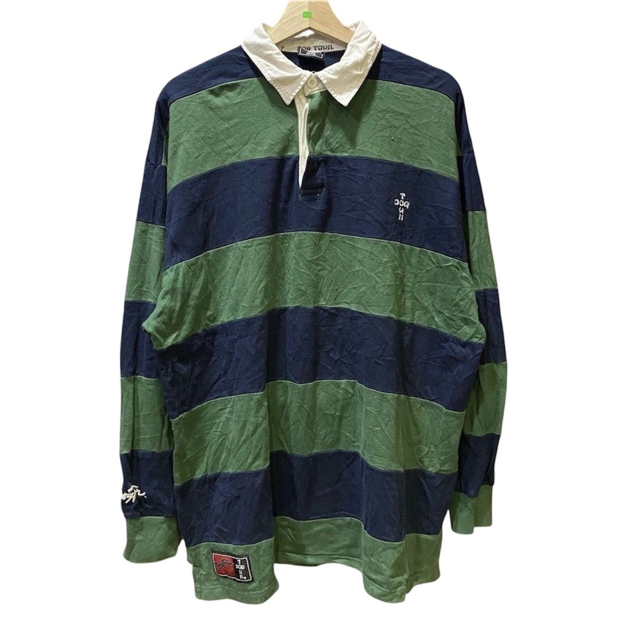 Dogtown Vintage Dogtown Skateboards Striped Rugby Shirt - Green/Navy Size US XL / EU 56 / 4 - 1 Thumbnail