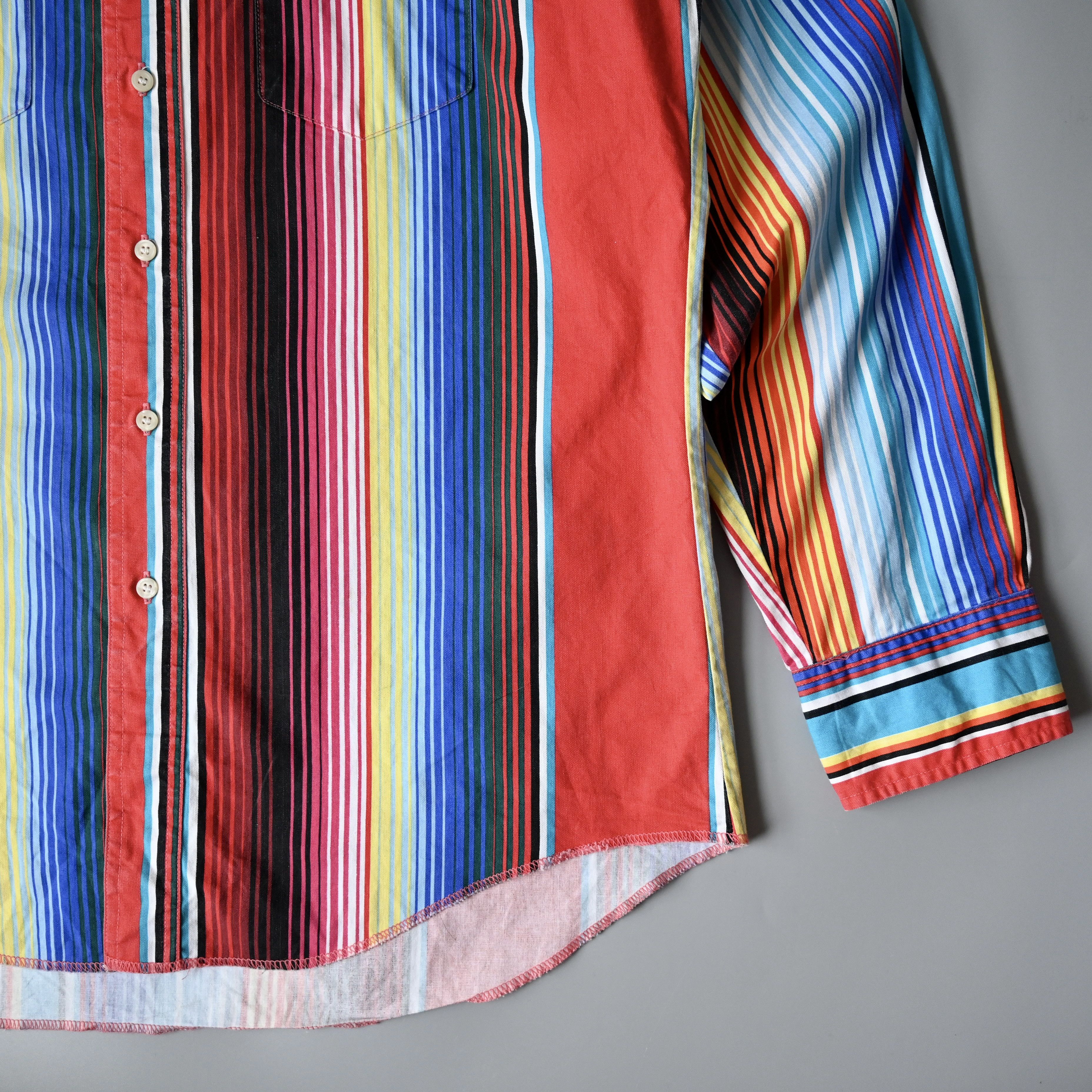 Vintage VTG Wrangler red base sunlight stripe cotton western shirt Size US XL / EU 56 / 4 - 3 Thumbnail