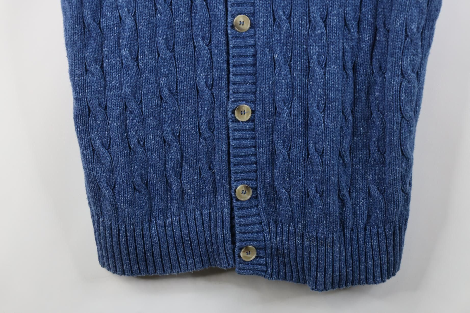 Vintage Vintage 90s Streetwear Cable Knit Sweater Vest Blue USA Size US XL / EU 56 / 4 - 4 Thumbnail