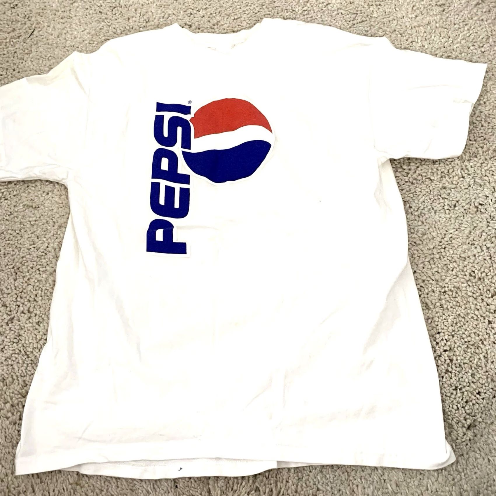 Hanes VINTAGE Pepsi T-Shirt Mens Large White Knit Logo 100% Cotton Hanes USA Made 1990s 90s Logo Tee Size US L / EU 52-54 / 3 - 7 Thumbnail