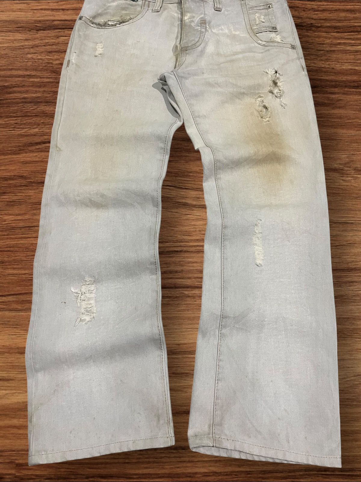 Neil Barrett Vintage Italian Neil Barrett Distressed Button Fly Mud Jeans Size US 33 - 13 Thumbnail