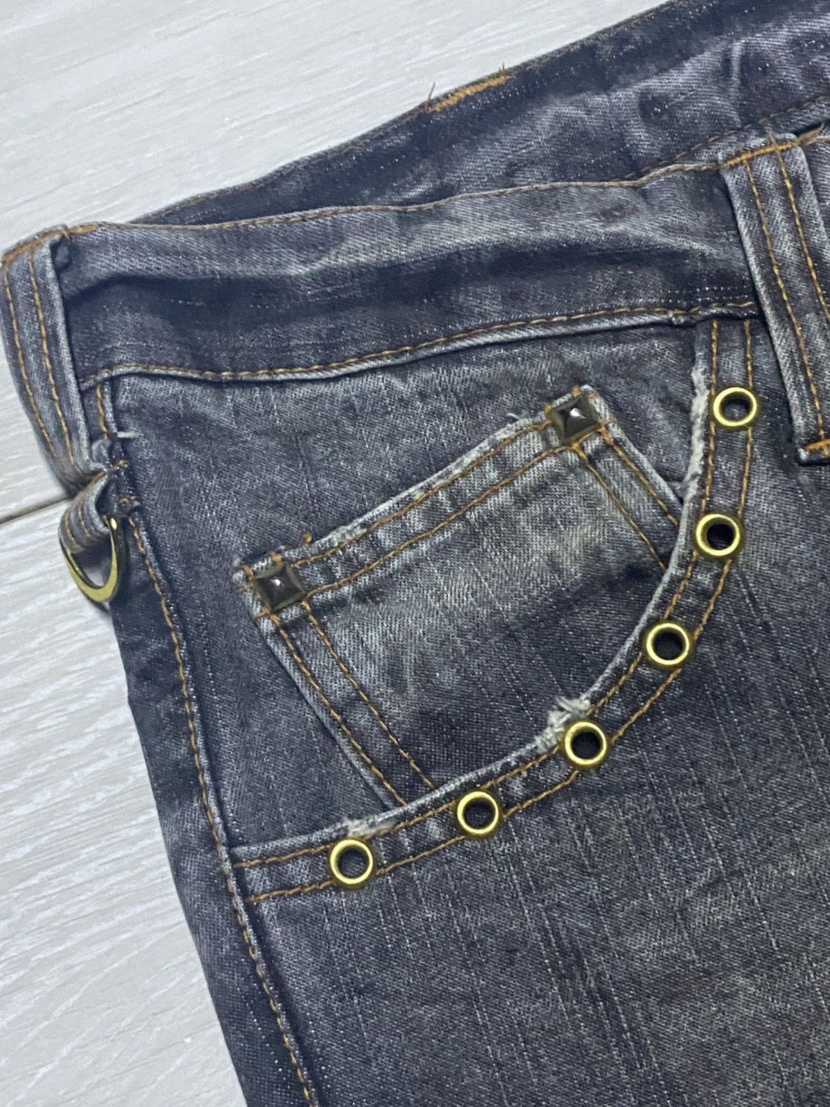 If Six Was Nine Vintage Japanese Brand Avant Garde Double Knee Flare Jeans Size US 31 - 13 Thumbnail