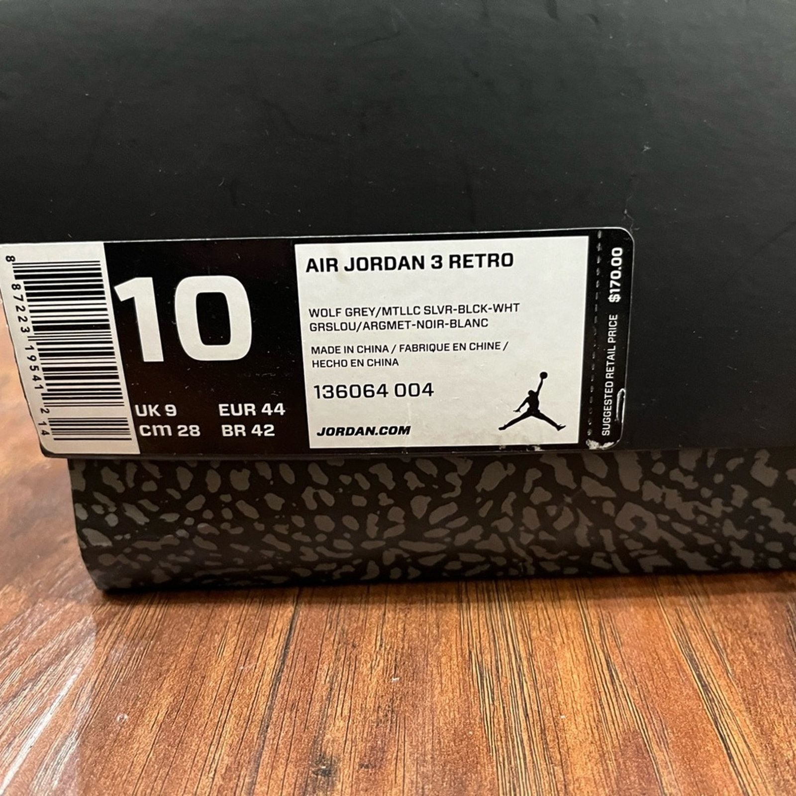 Jordan Brand Air Jordan 3 Retro Wolf Grey Size 10 Pre-Owned 136064-004 Size US 10 / EU 43 - 2 Thumbnail