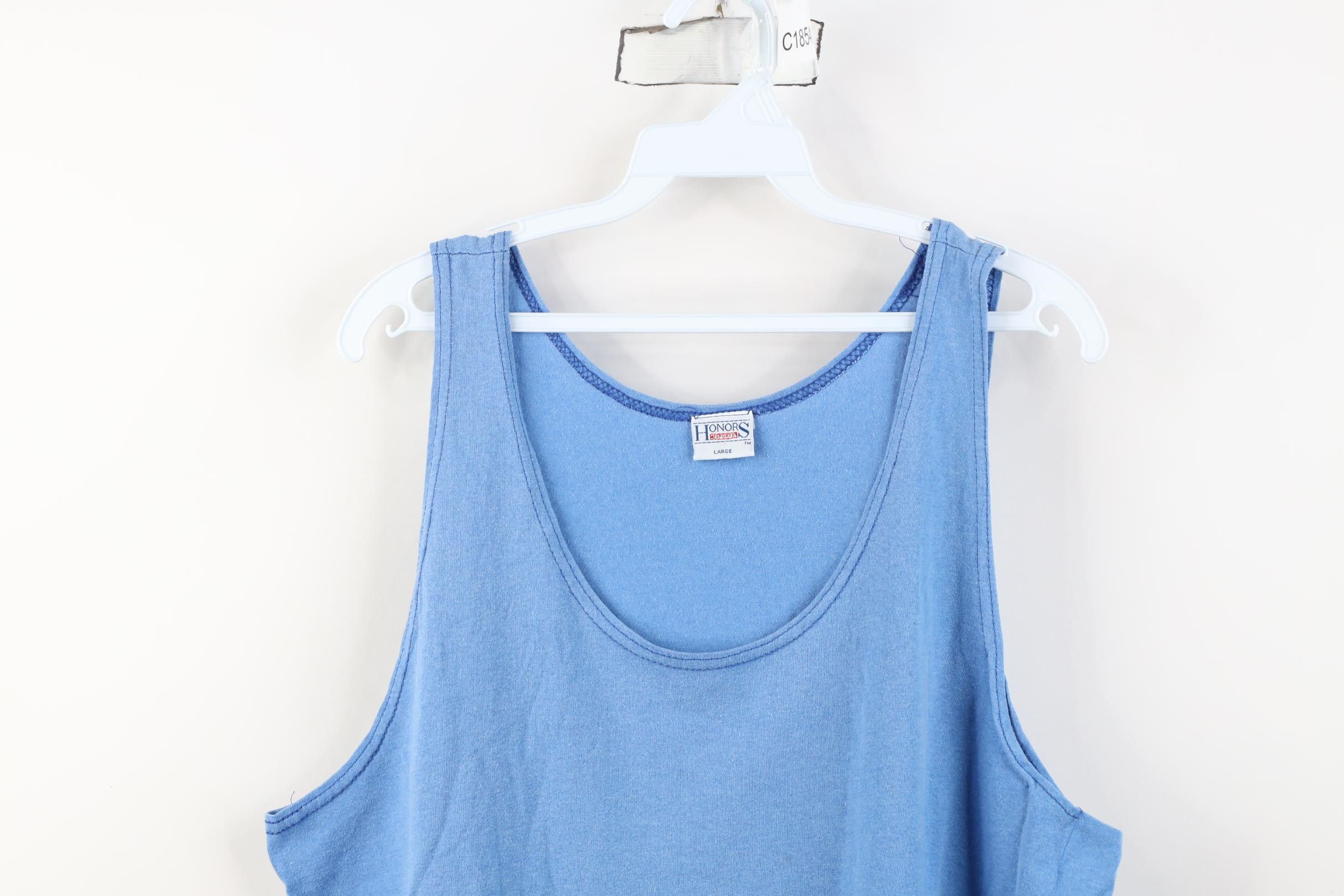 Vintage Vintage 90s Streetwear Faded Blank Tank Top T-Shirt Blue USA Size US L / EU 52-54 / 3 - 2 Thumbnail