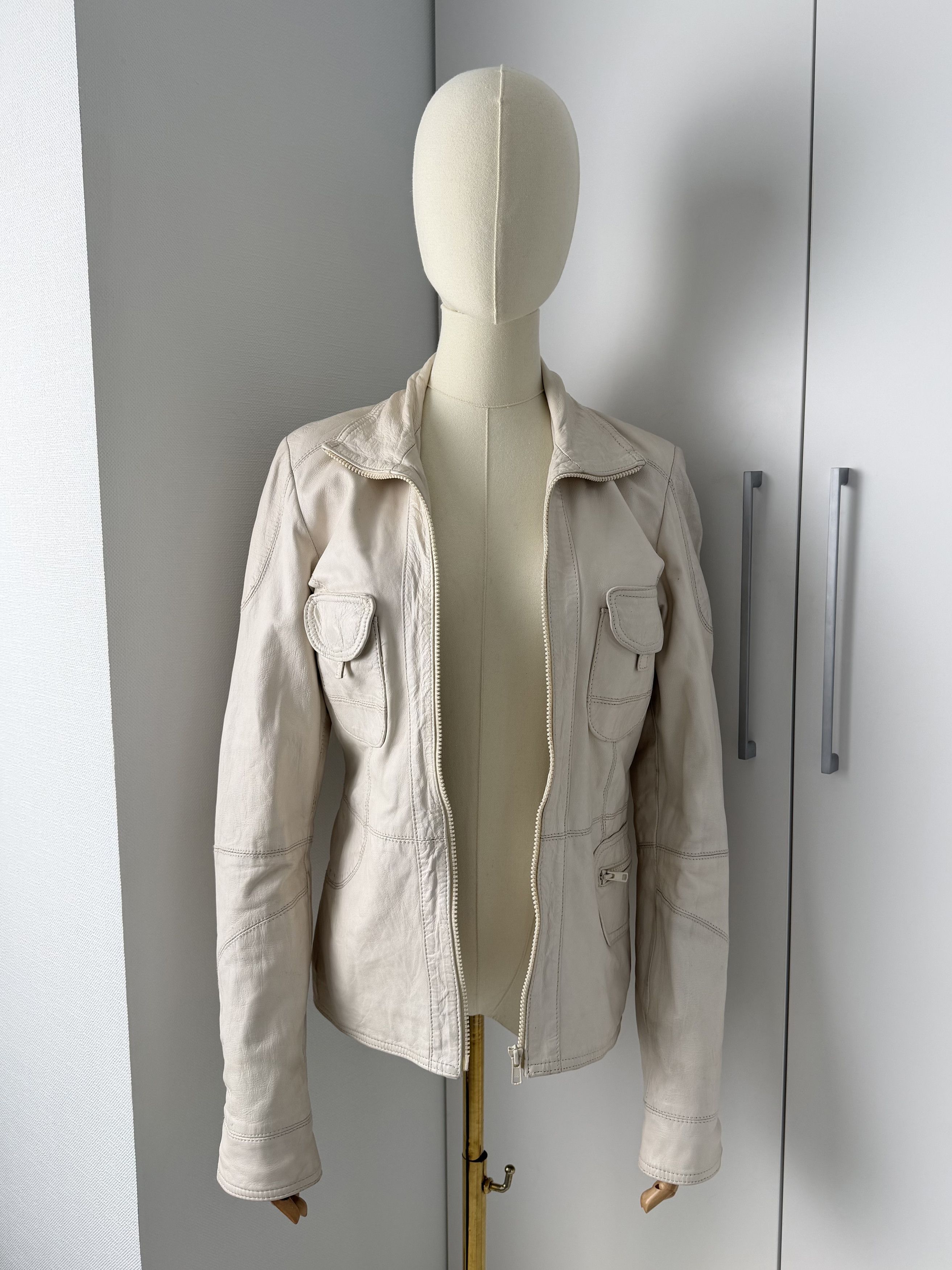 Genuine Leather Leather Jacket Women Zip Utility Fitted Pocket Y2K Size M Size M / US 6-8 / IT 42-44 - 3 Thumbnail