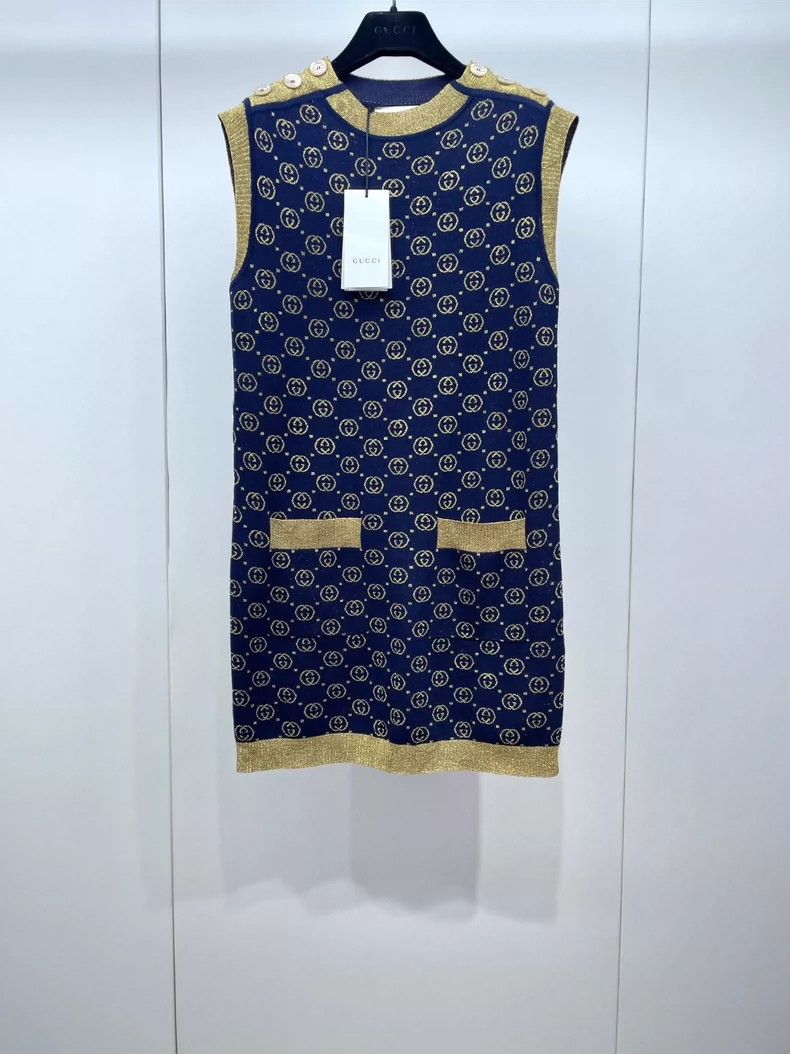 Gucci Gucci Cashmere blended knitted gold thread jacquad stitchin Size XXS / US 00 / IT 34 - 1 Thumbnail