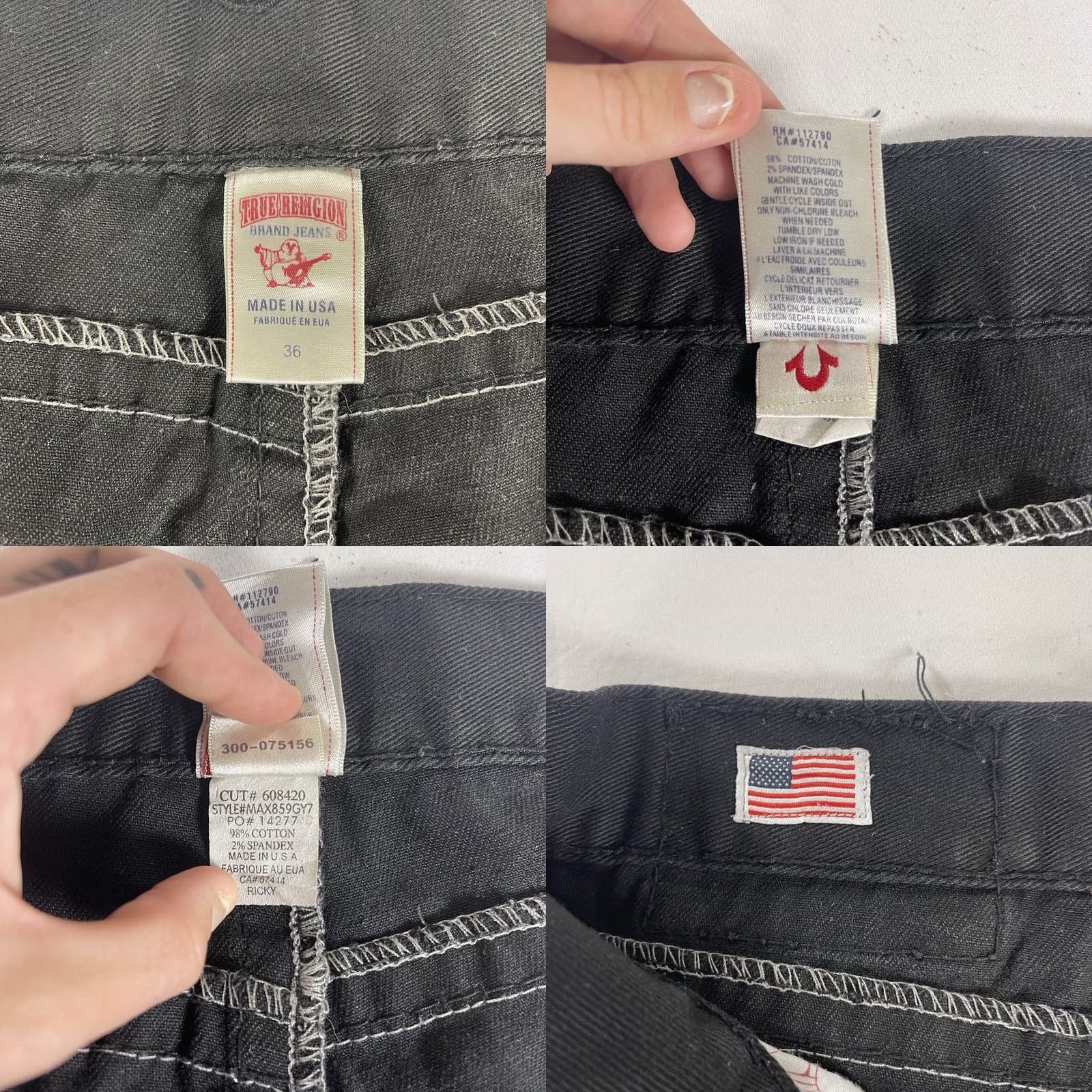 True Religion True Religion Jeans Ricky World Tour 36 Black Distressed Flap Pockets USA Mens 34x31 Straight Regular Denim Pants Size US 36 / EU 52 - 8 Thumbnail