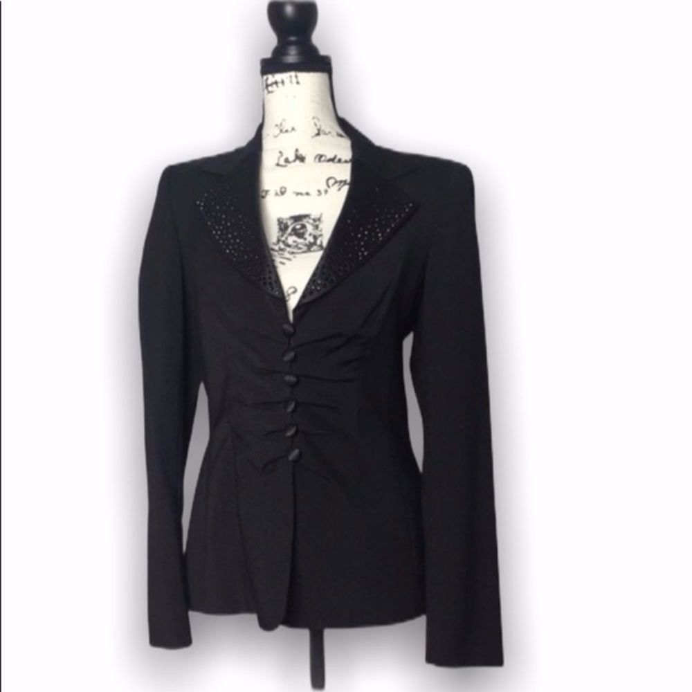 Image of Escada Embellished Blazer in Black, Women's (Size Small)