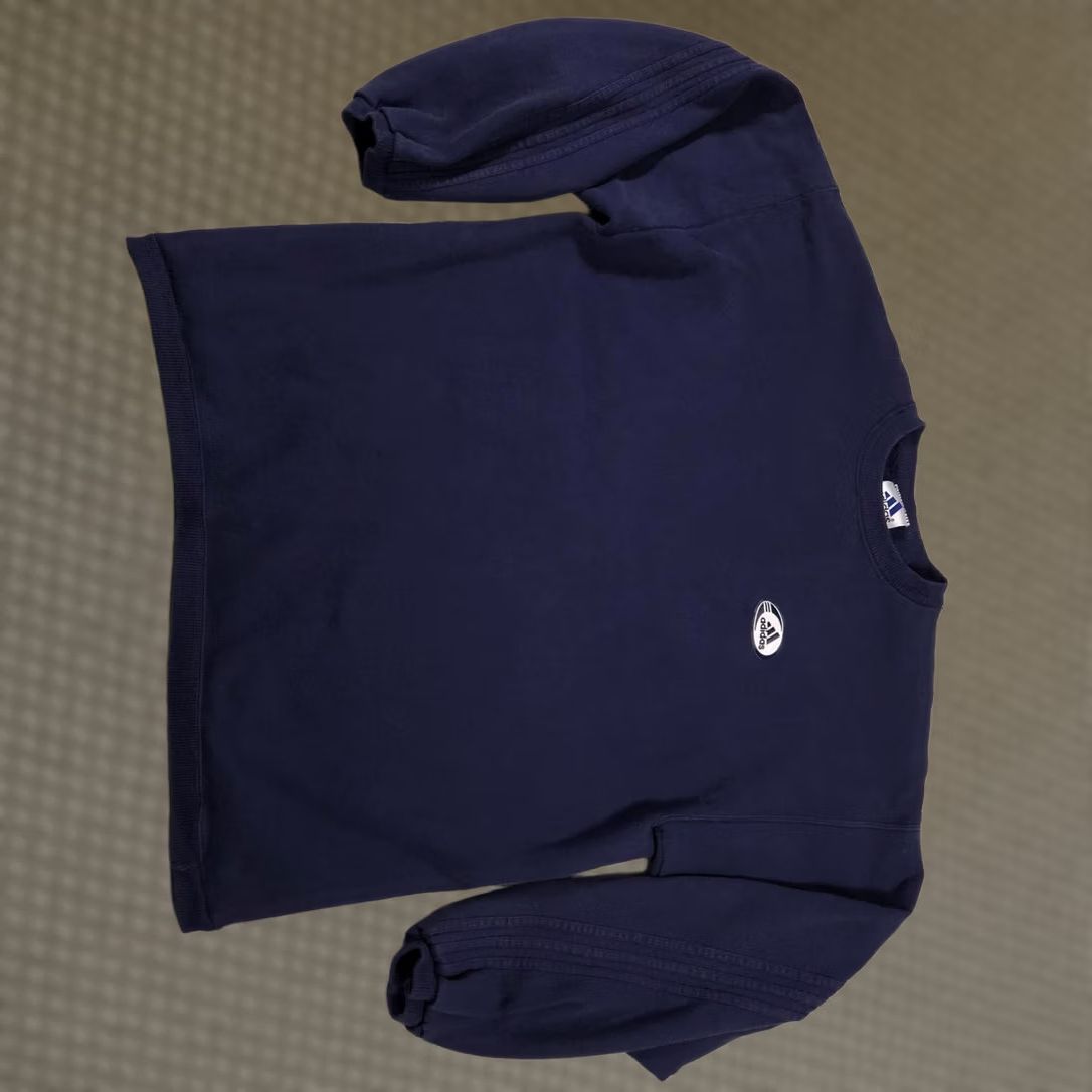 Adidas VINTAGE Adidas Sweater Mens XL Crewneck Pullover Navy Blue Three Stripe Logo Retro 00s Cotton Polyester Solid Knit Ribbed Cuffs Hem Size US XL / EU 56 / 4 - 1 Thumbnail