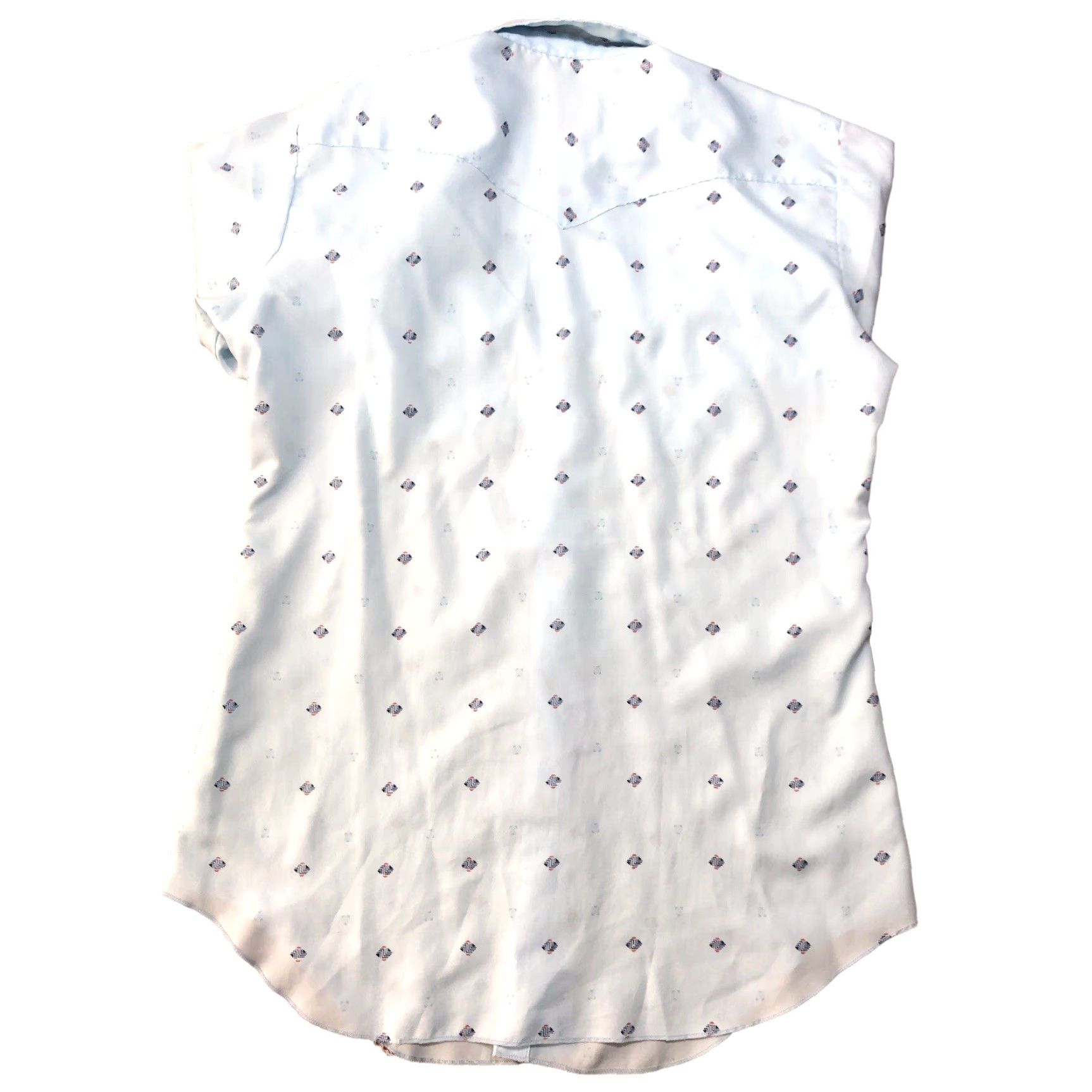 Vintage Vtg H Bar C Men 16 X 34 Pearl Snap Geometric Long Sleeve Western Shirt Long Tail Size US L / EU 52-54 / 3 - 3 Thumbnail