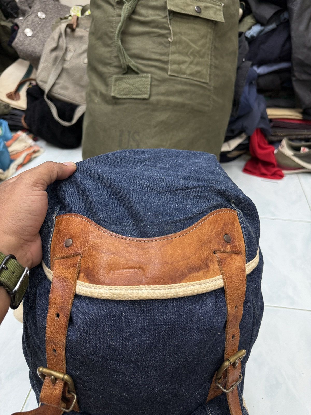 Overland 🔥🔥🔥ARCHIVE OVERLAND DENIM LEATHER BAGPACK Size ONE SIZE - 10 Thumbnail