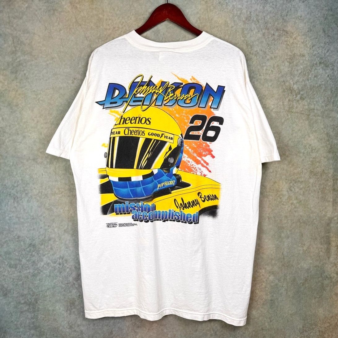 NASCAR × Vintage VTG 90s Nascar Big Print T Shirt Sz XL White Cheerios #26 Size US XL / EU 56 / 4 - 1 Thumbnail