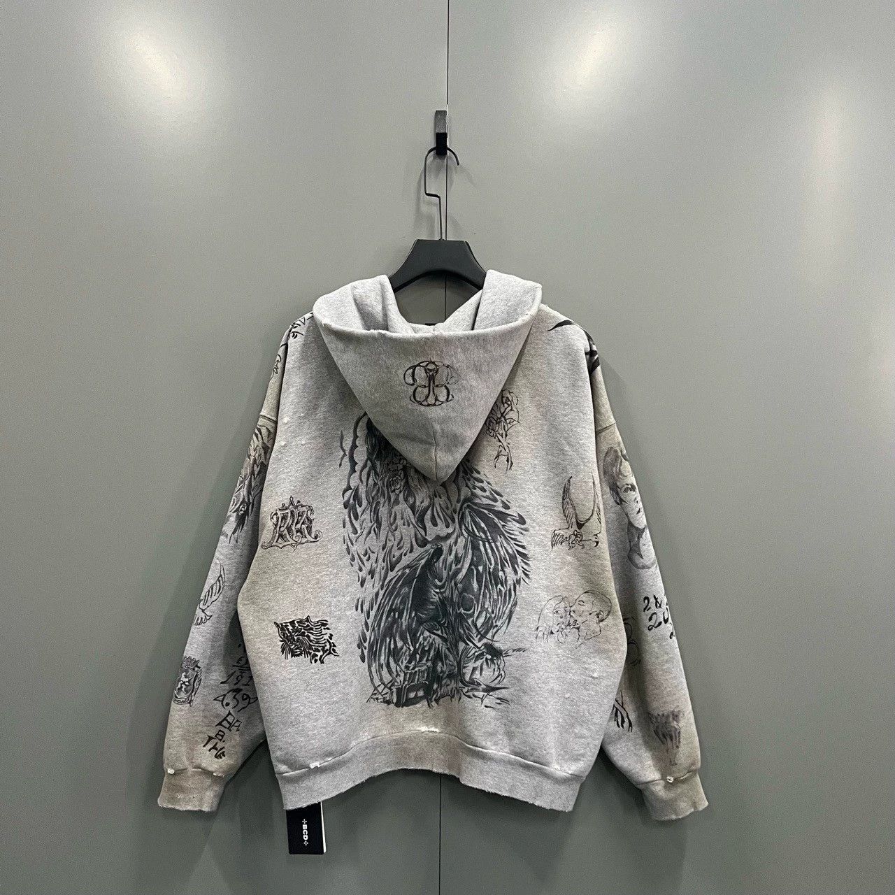 balenciaga graffiti print oversized hoodie