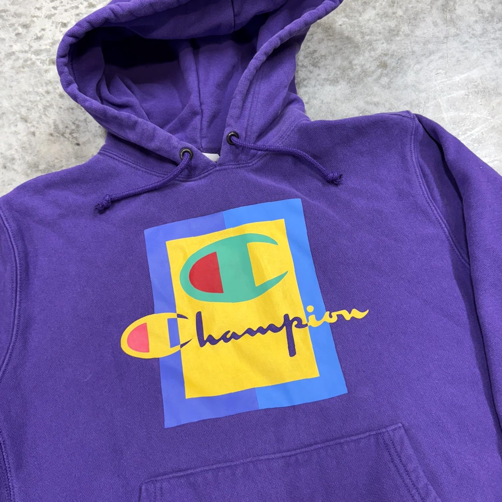 Champion Champion Hoodie Mens Medium Purple Reverse Weave Graphic Pullover Sweatshirt Size US M / EU 48-50 / 2 - 2 Thumbnail