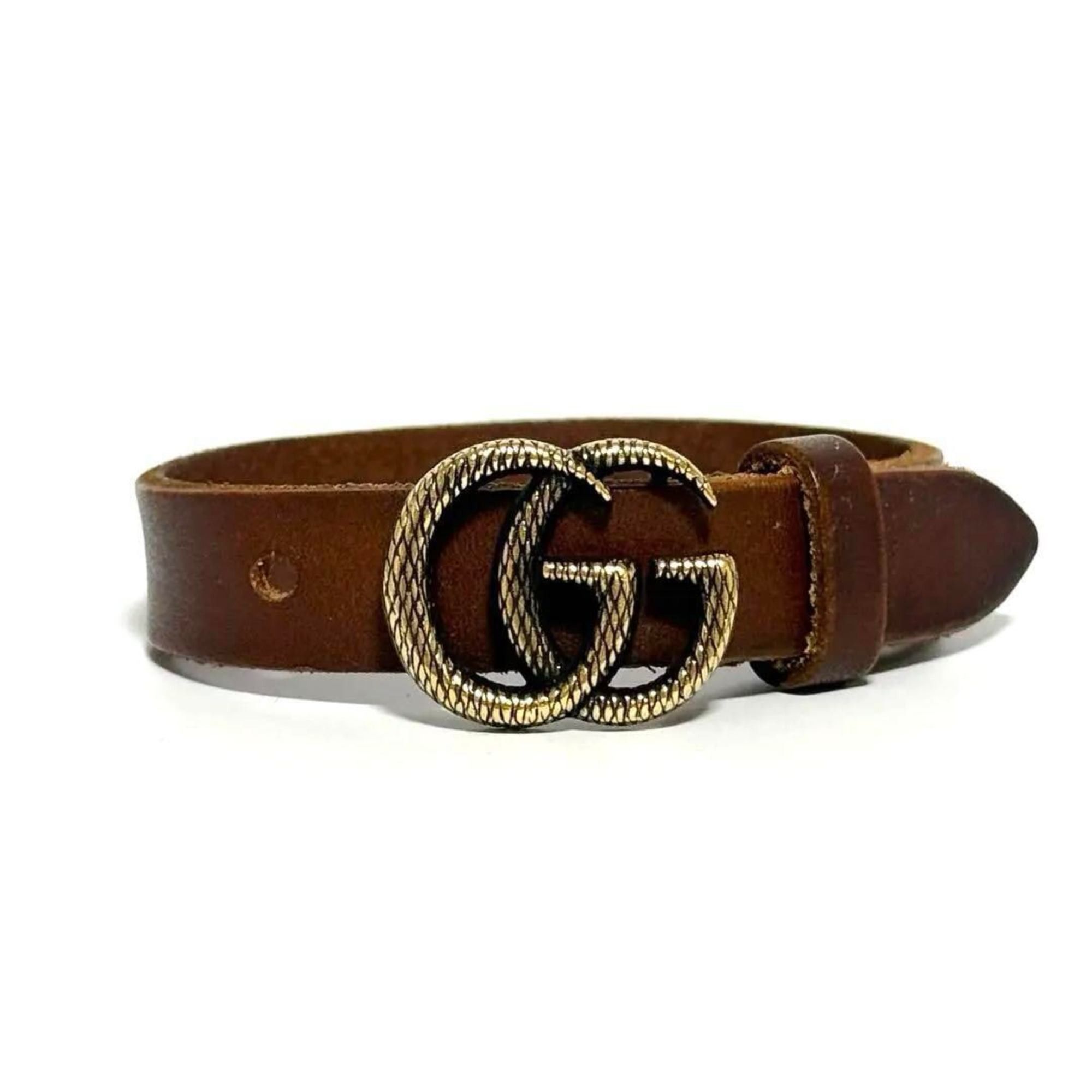 Gucci GUCCI Double G Leather Bracelet for Men and Women Size ONE SIZE - 1 Thumbnail