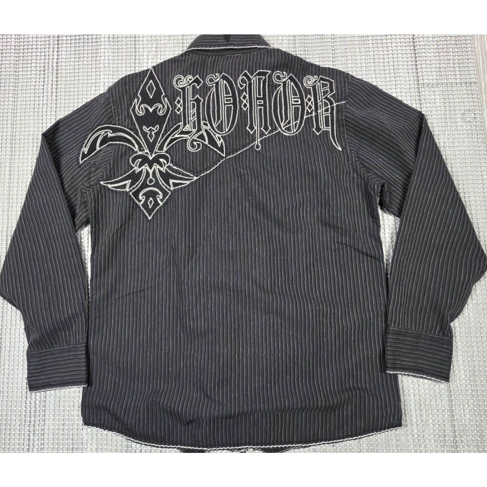 Roar Roar Buckle Shirt Men L Black Striped Button Long Sleeve Big Backside Logo Size US L / EU 52-54 / 3 - 2 Thumbnail