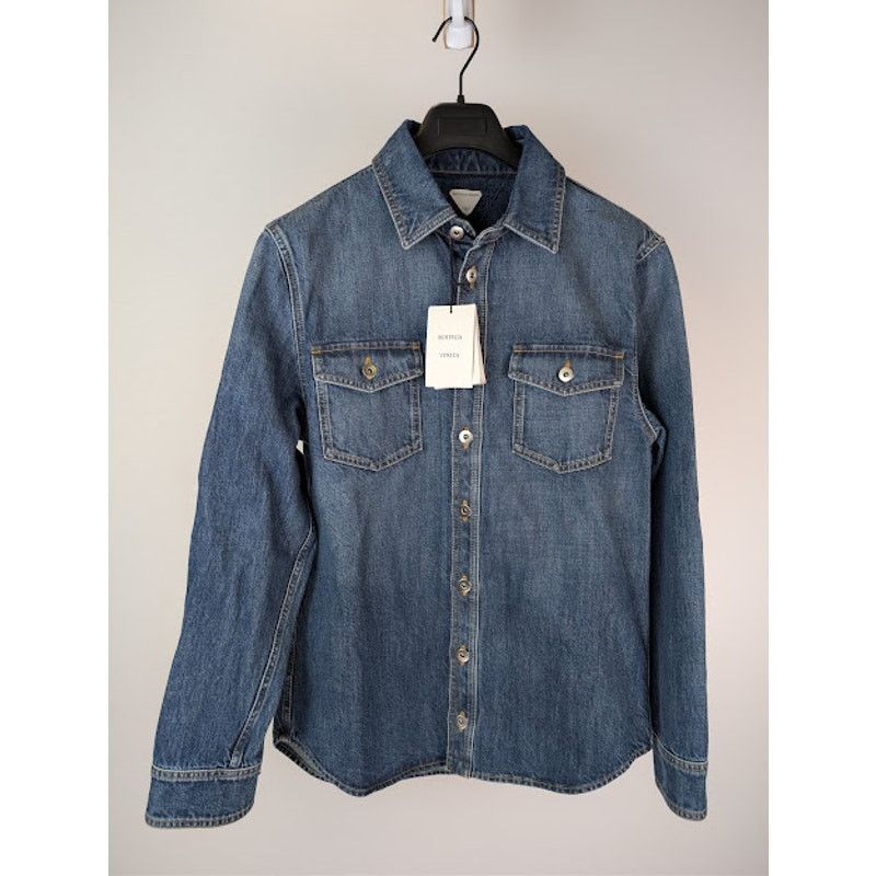 Bottega Veneta o1rshd1 Q:2 / Original Medium Wash Indigo Denim Shirt Blue Size US M / EU 48-50 / 2 - 2 Thumbnail