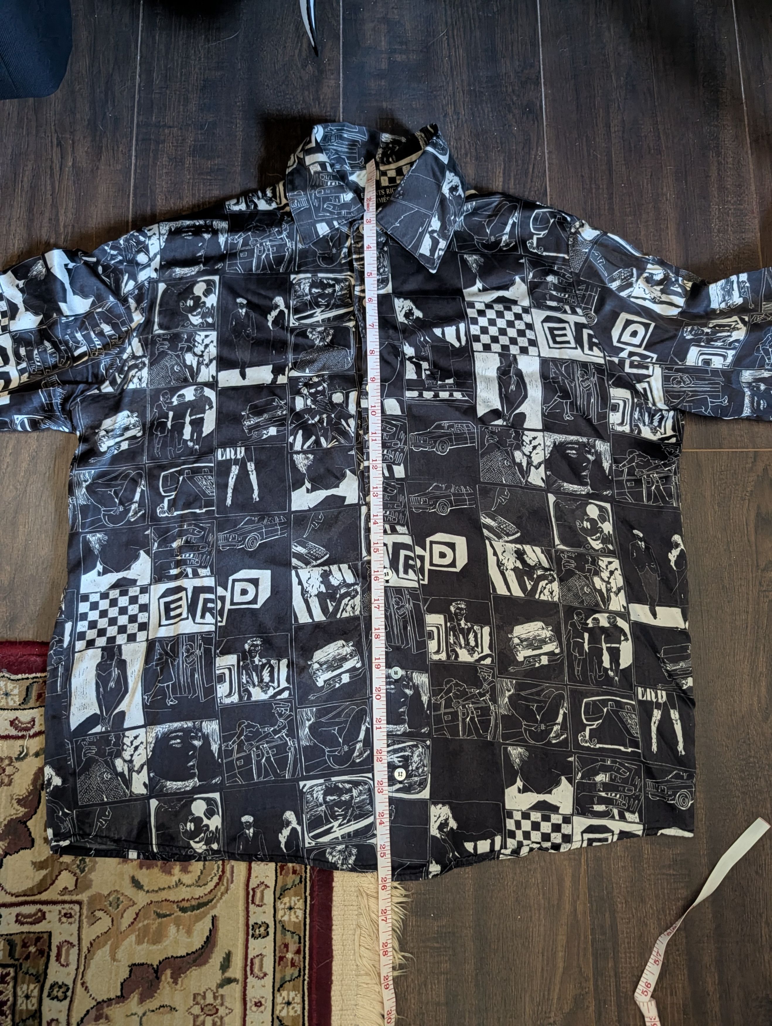 Enfants Riches Deprimes ICONIC Early 100% Thick Silk Comic Print B/W Shirt XS Size US XS / EU 42 / 0 - 16 Thumbnail