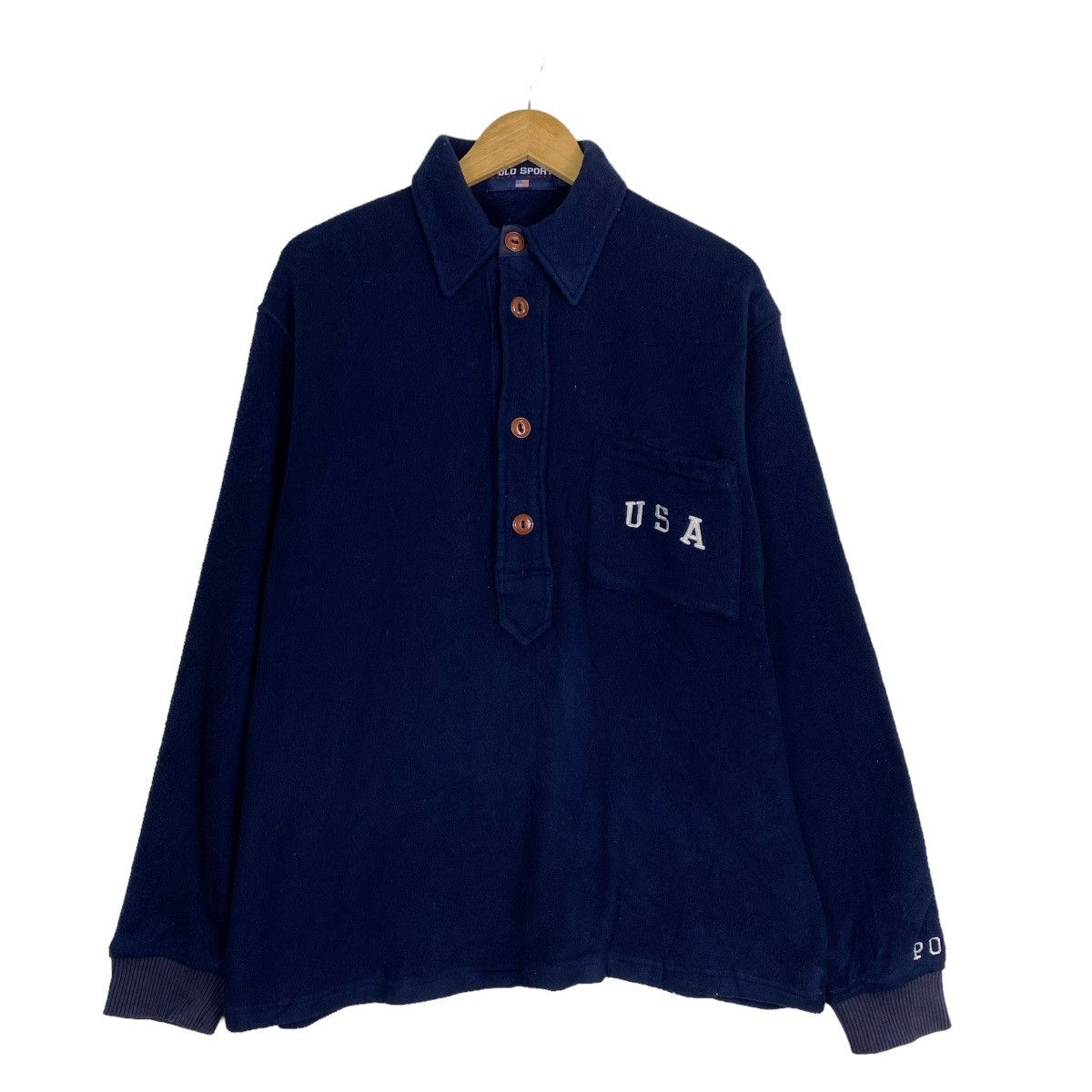 Polo Ralph Lauren × RRL Ralph Lauren × Ralph Lauren Vintage Polo Sports USA Spellout Fleece Size US M / EU 48-50 / 2 - 1 Thumbnail