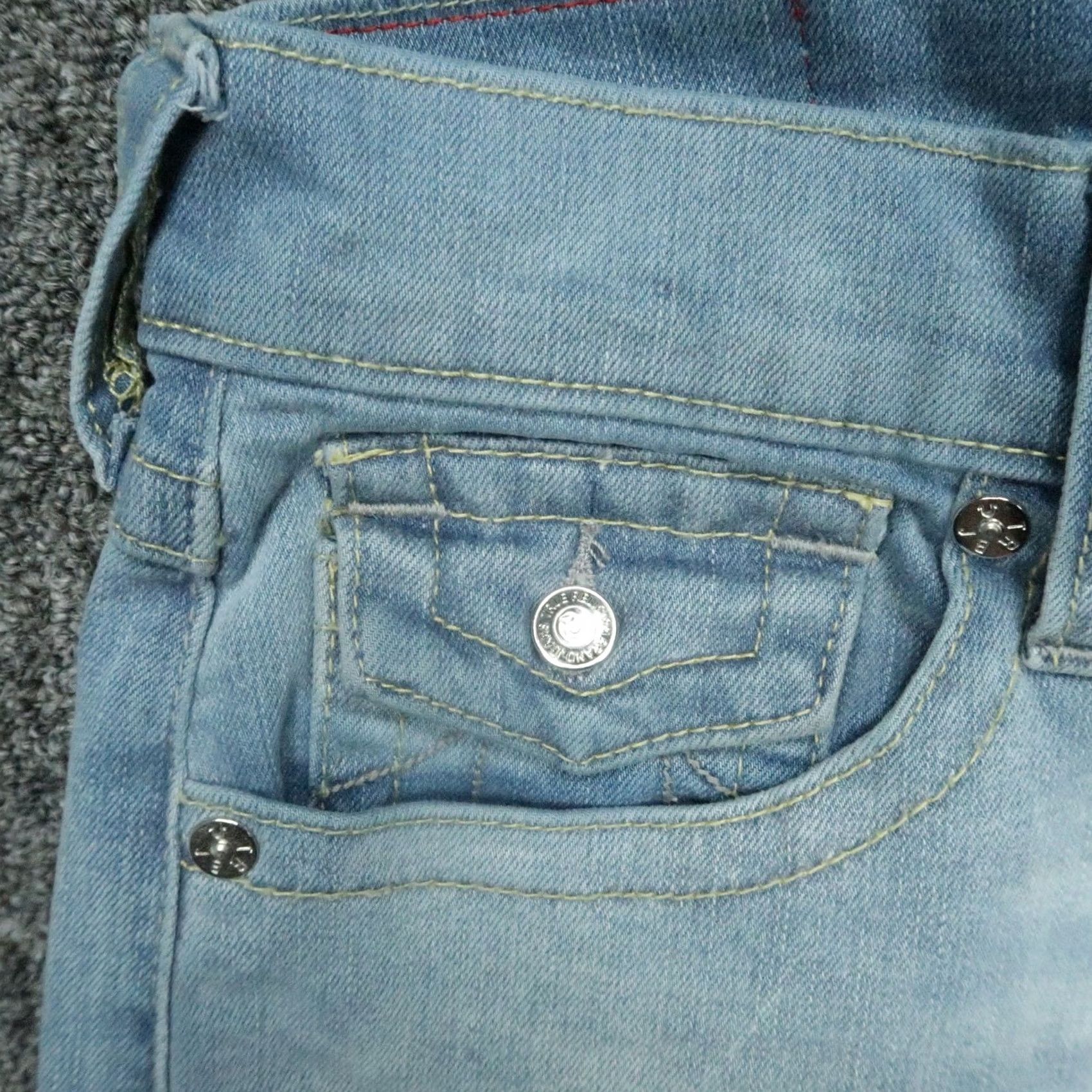 True Religion VINTAGE True Religion Jeans Mens 30x34 Light Blue Ricky Relaxed Straight Stretch Denim Slim? No, keep style: Straight Size US 30 / EU 46 - 3 Thumbnail