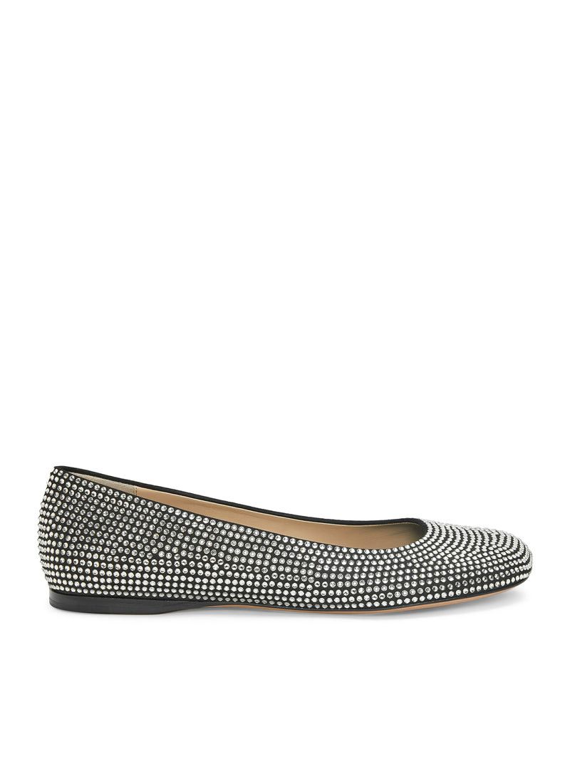 image of Loewe Toy Ballerinas In Suede And All-Over Rhinestones Shoes in Black, Women's (Size 9)