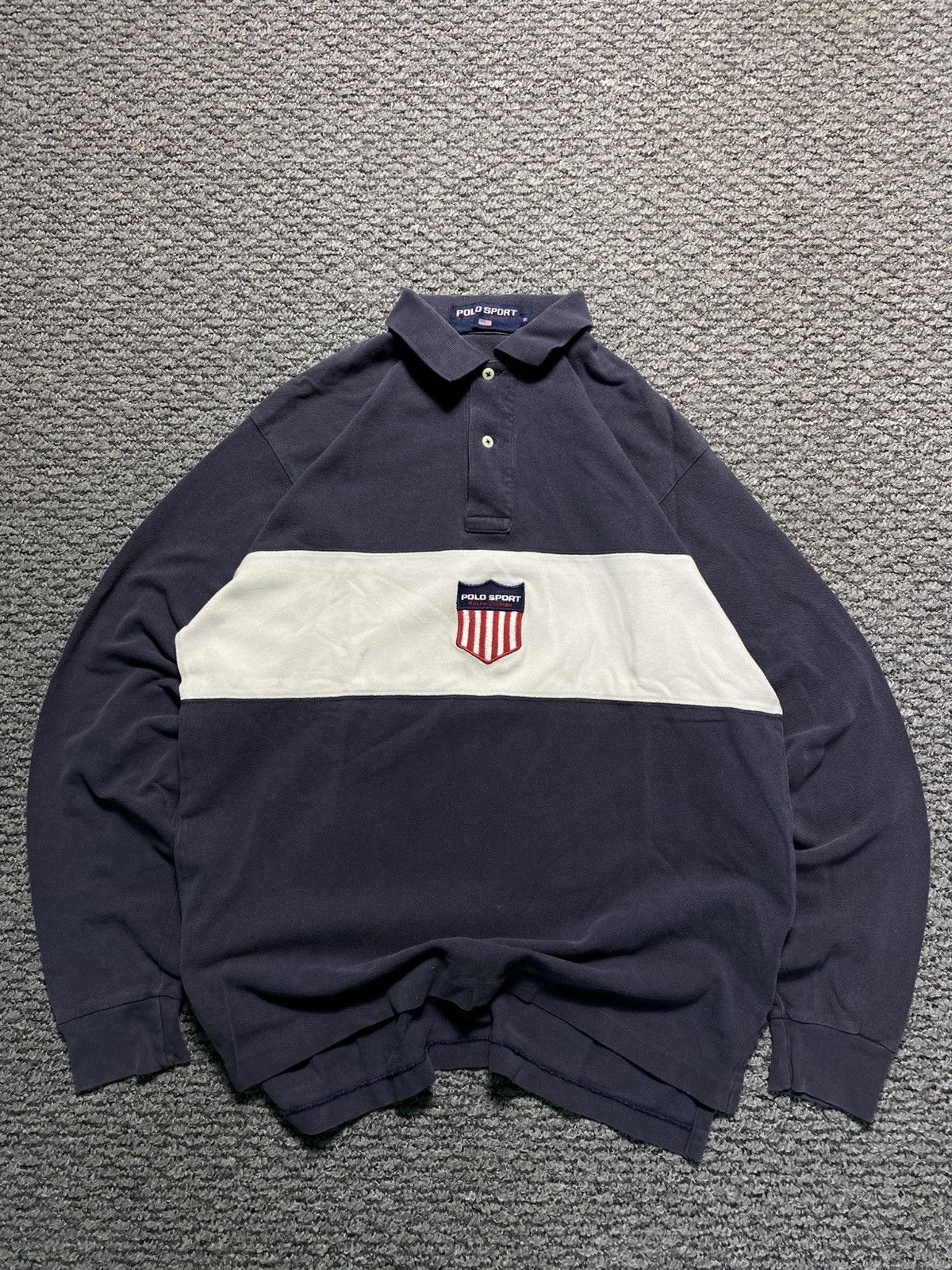 Polo Ralph Lauren VINTAGE POLO SPORT USA FLAG RALPH LAUREN RUGBY SHIRT 90s Size US M / EU 48-50 / 2 - 1 Thumbnail