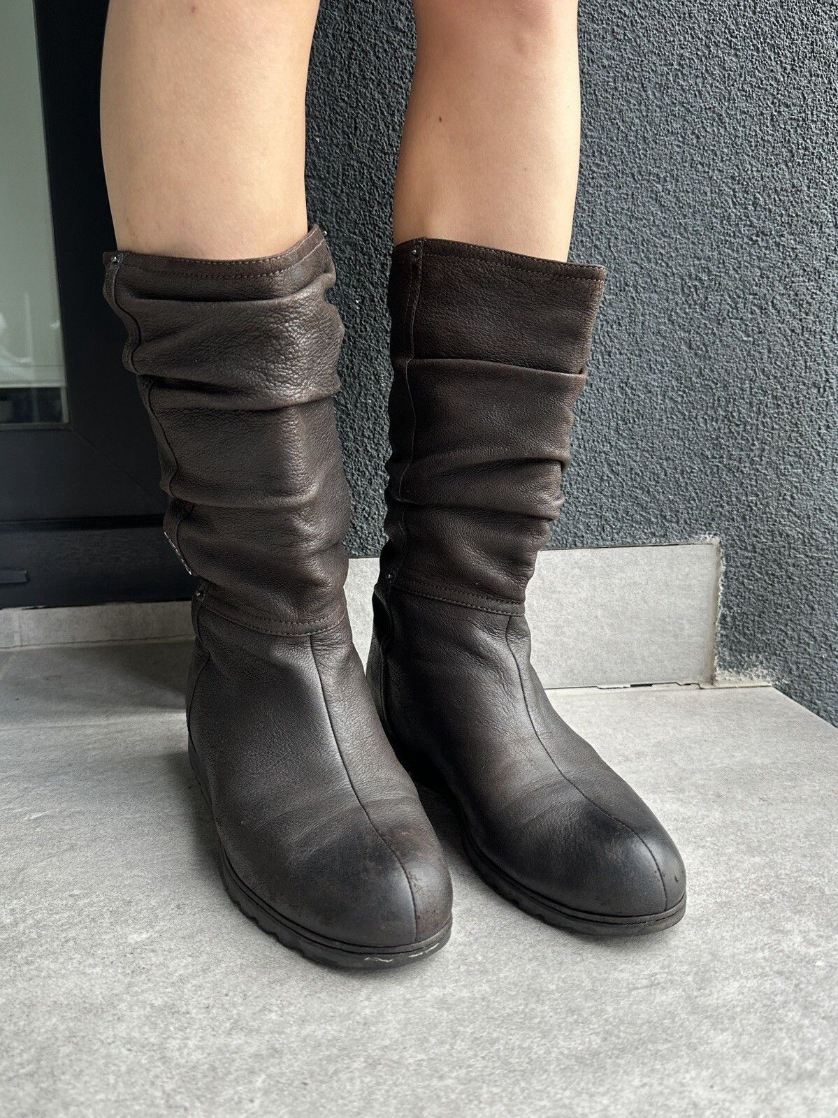 Prada Prada Womens Brown Leather Mid-calf Boots Size 38.5 Size US 8.5 / IT 38.5 - 2 Thumbnail