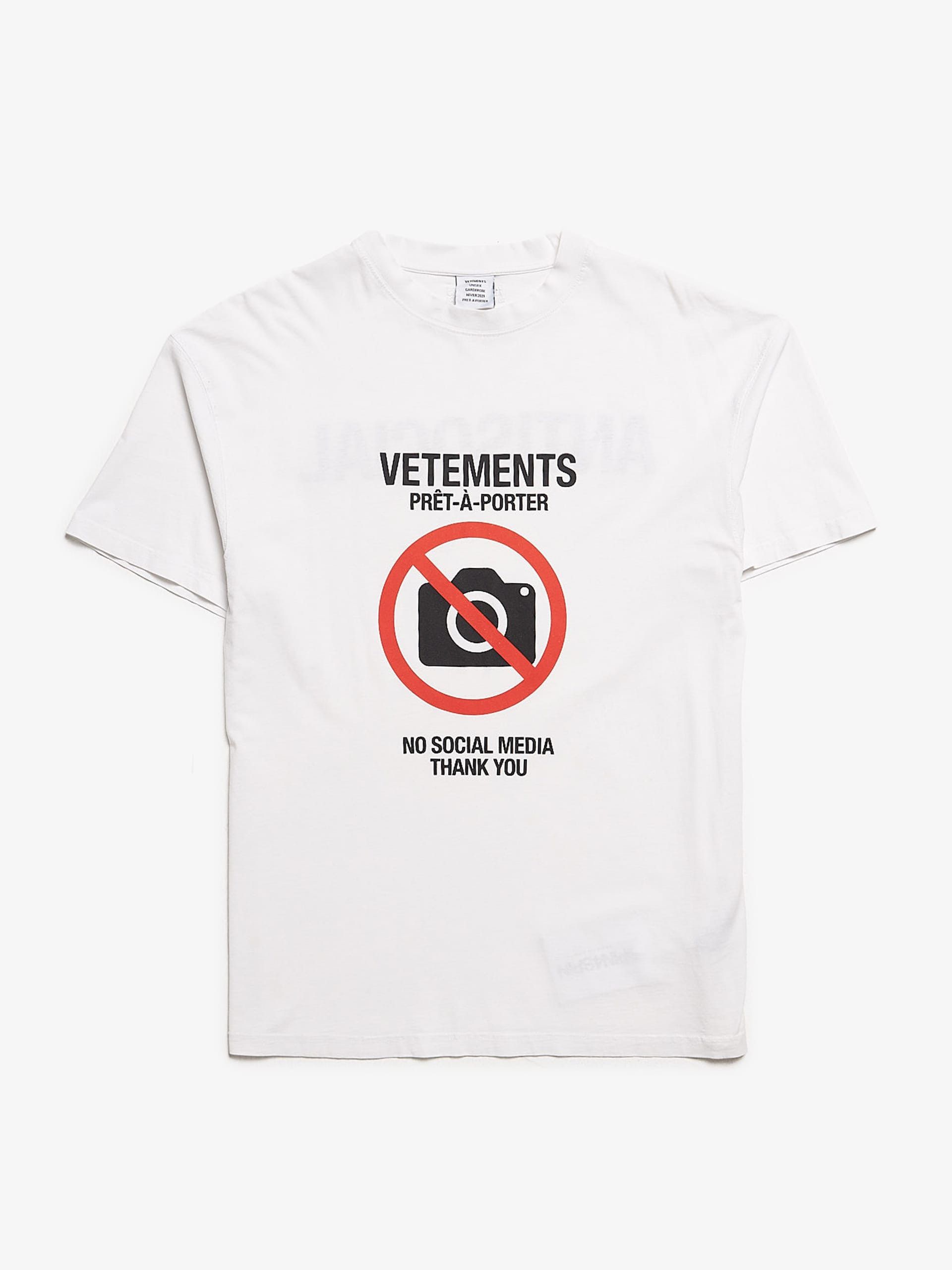Vetements 2020 VETEMENTS ANTISOCIAL NO SOCIAL MEDIA SLOGAN TEE