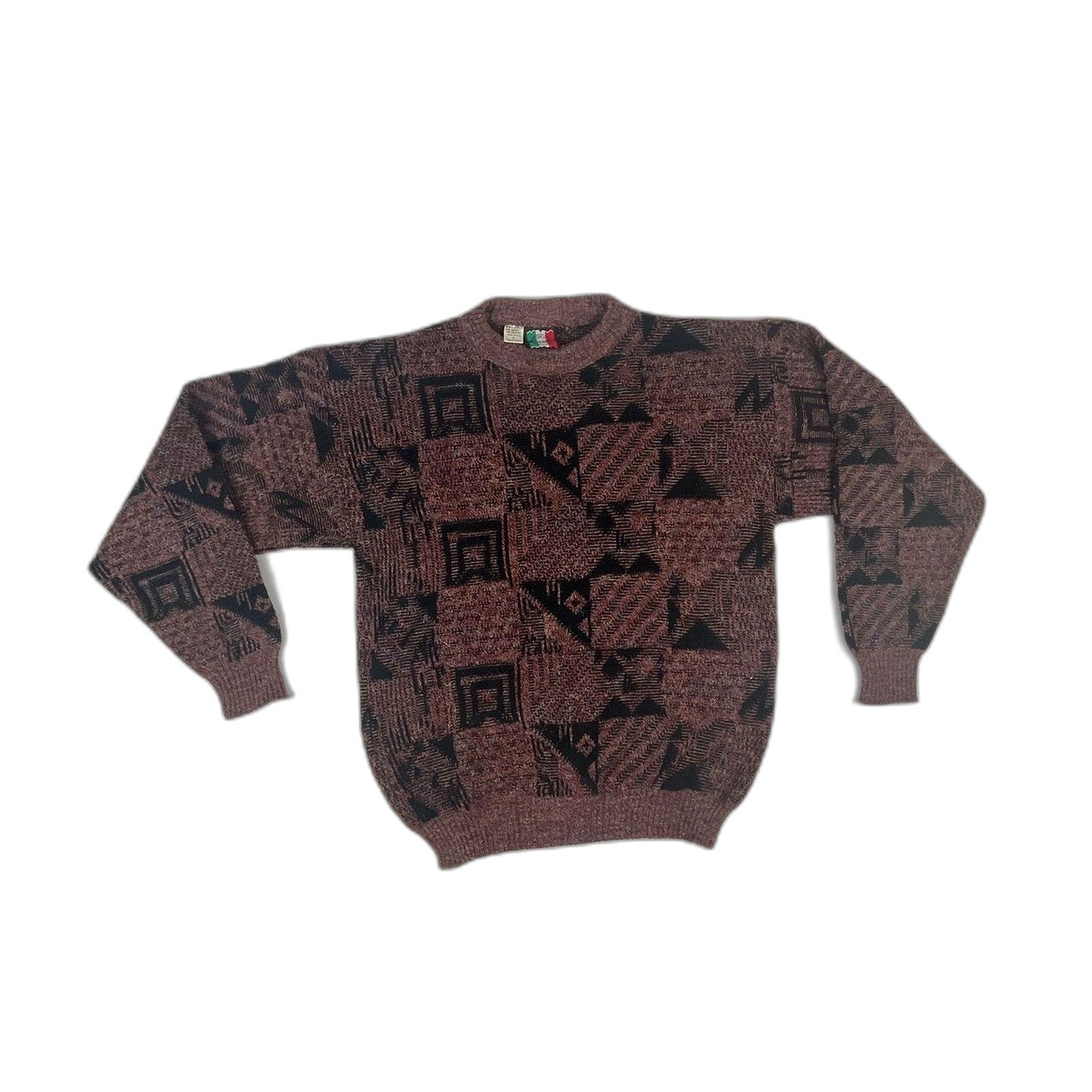 Blends Vintage Made In Italy Geometric Knit Sweater Mens Wool Blend Size US L / EU 52-54 / 3 - 1 Thumbnail