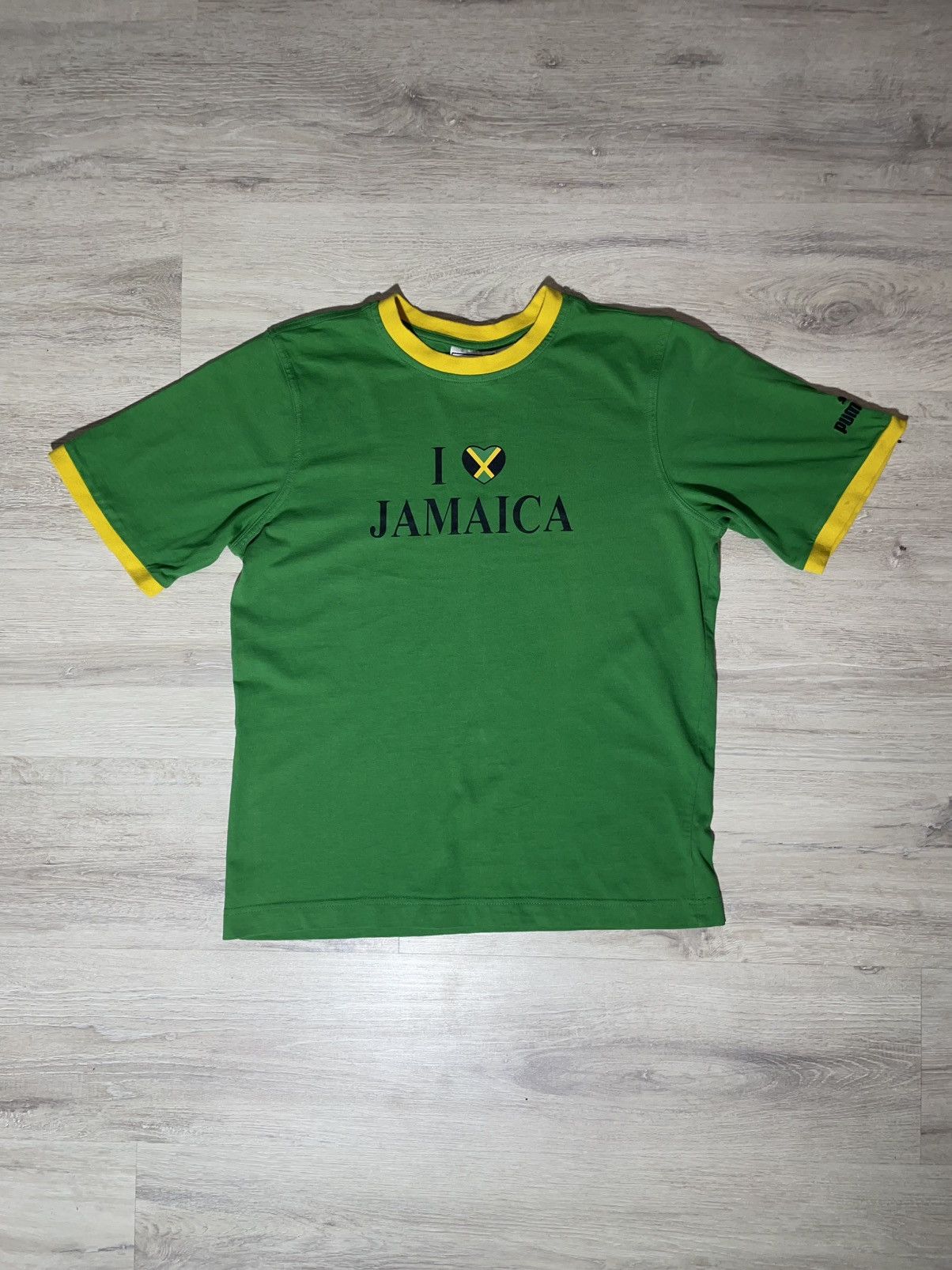 Puma Puma I ❤️ Jamaica Ringer T-Shirt Green Yellow Vintage Size M Size M / US 6-8 / IT 42-44 - 1 Thumbnail