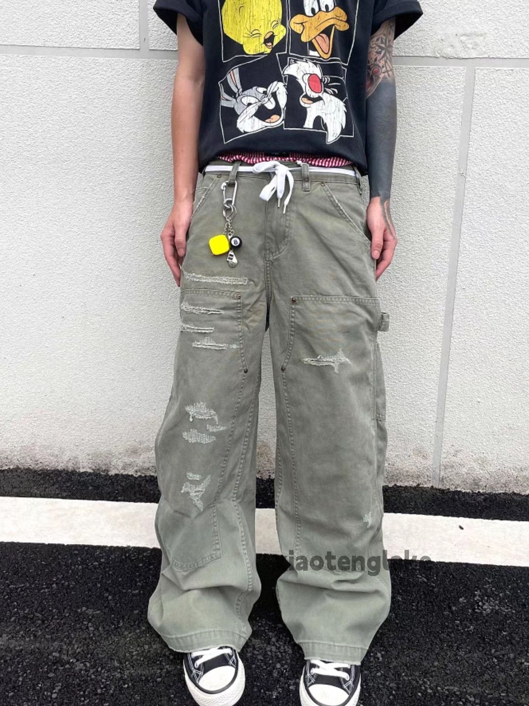 Vintage Unisex outdoor utility faded loose ripped cargo pants Size US 32 / EU 48 - 3 Thumbnail