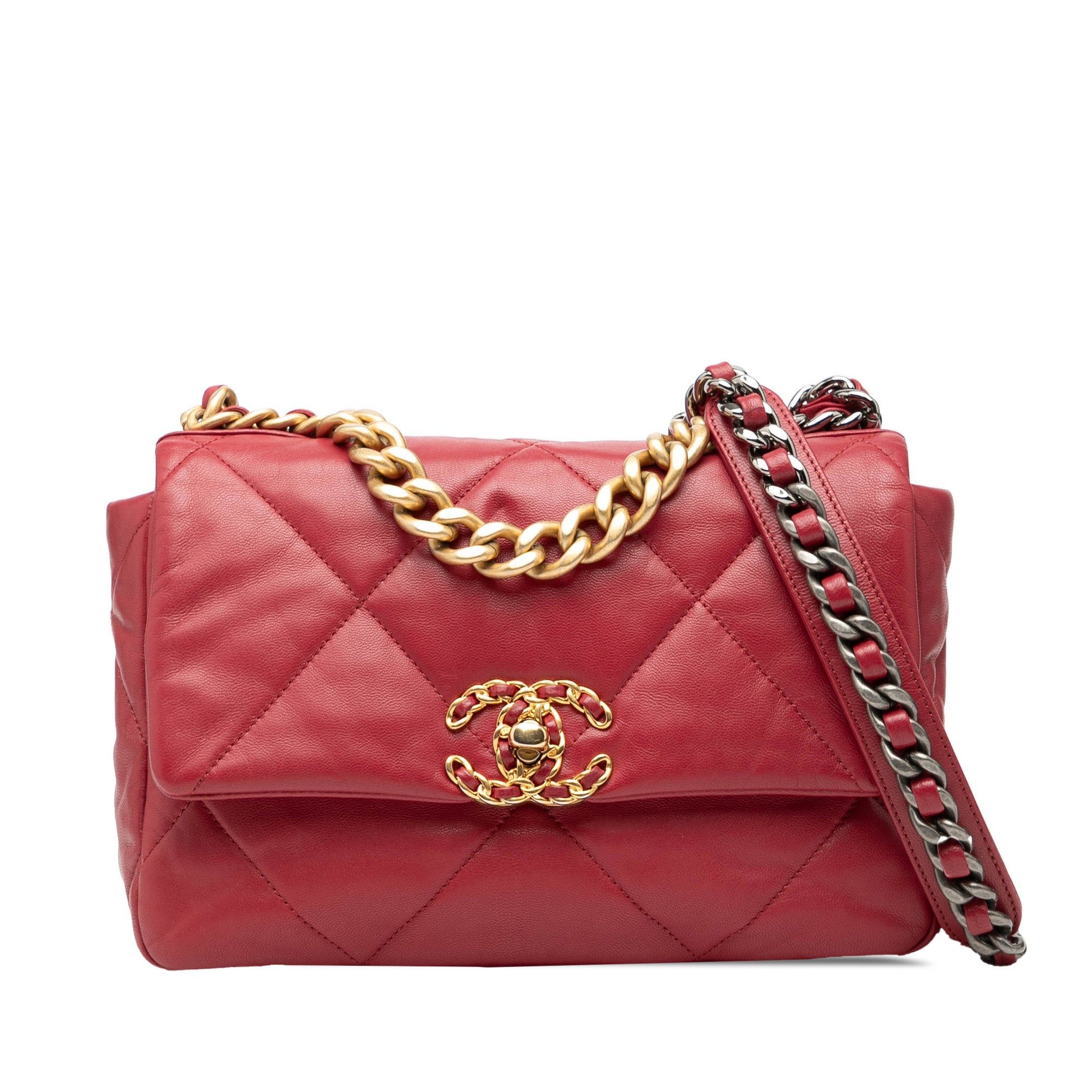 Chanel Medium Lambskin 19 Flap in Red, Women's