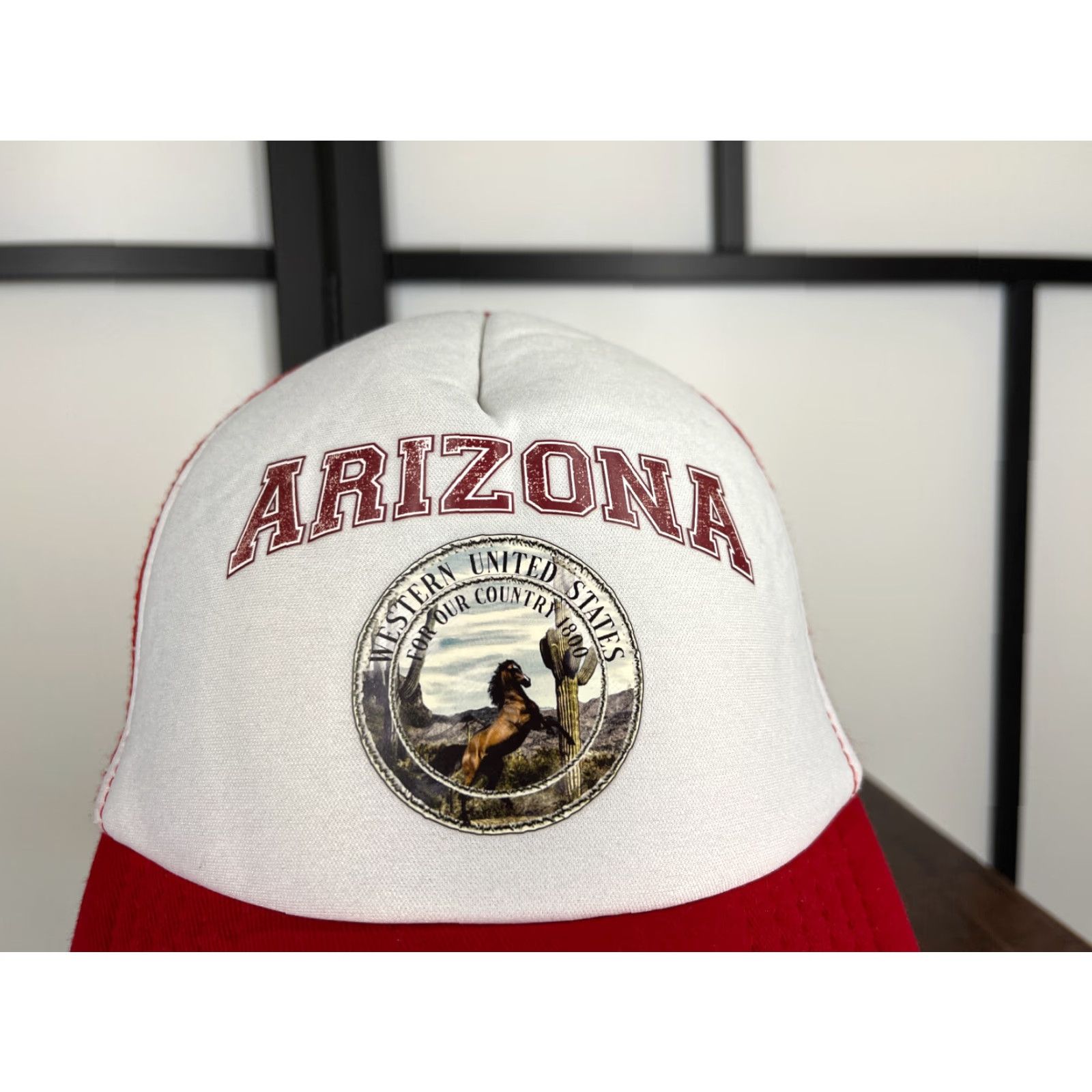Vintage VINTAGE? Arizona Hat Cap Snap Back Adult One Size Red Trucker Polyester Western USA 1800 Size ONE SIZE - 2 Thumbnail