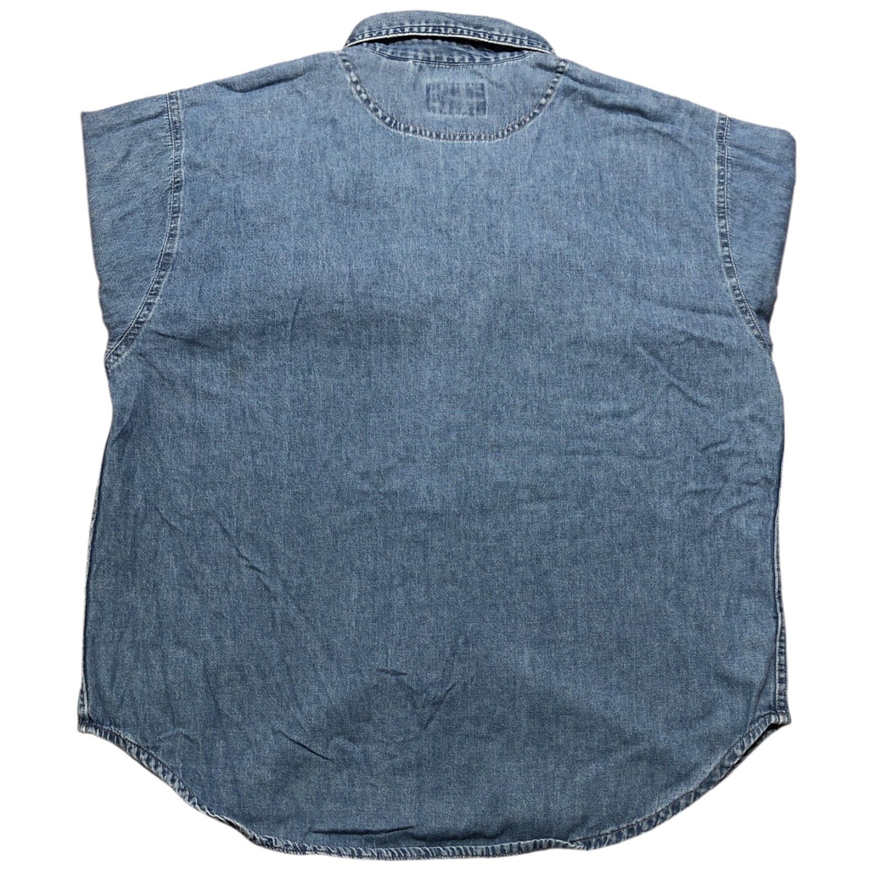 Denime VINTAGE Upstream Denim Shirt Unisex Adults XL Blue Long Sleeve Collared 90s Western Casual Size XL / US 12-14 / IT 48-50 - 3 Thumbnail