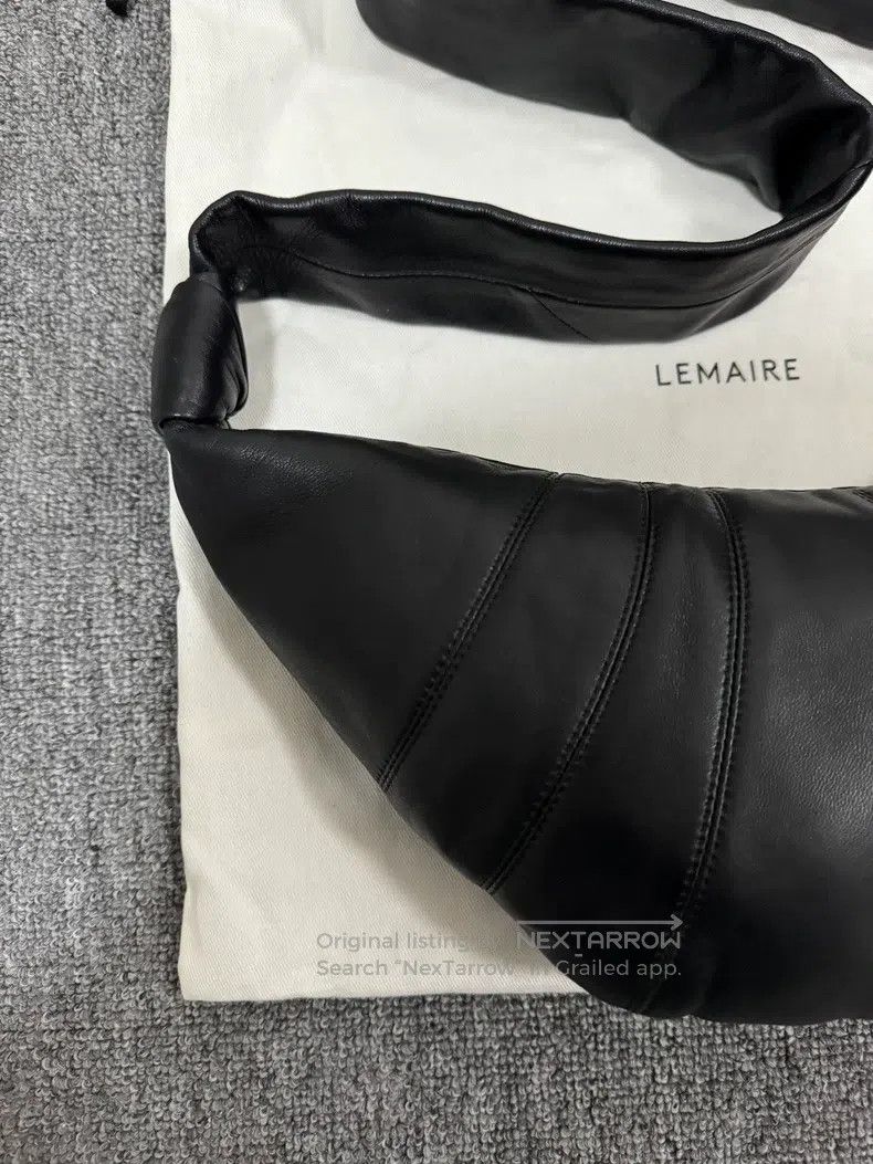 LEMAIRE Small Black Lamb Leather Horn Bag