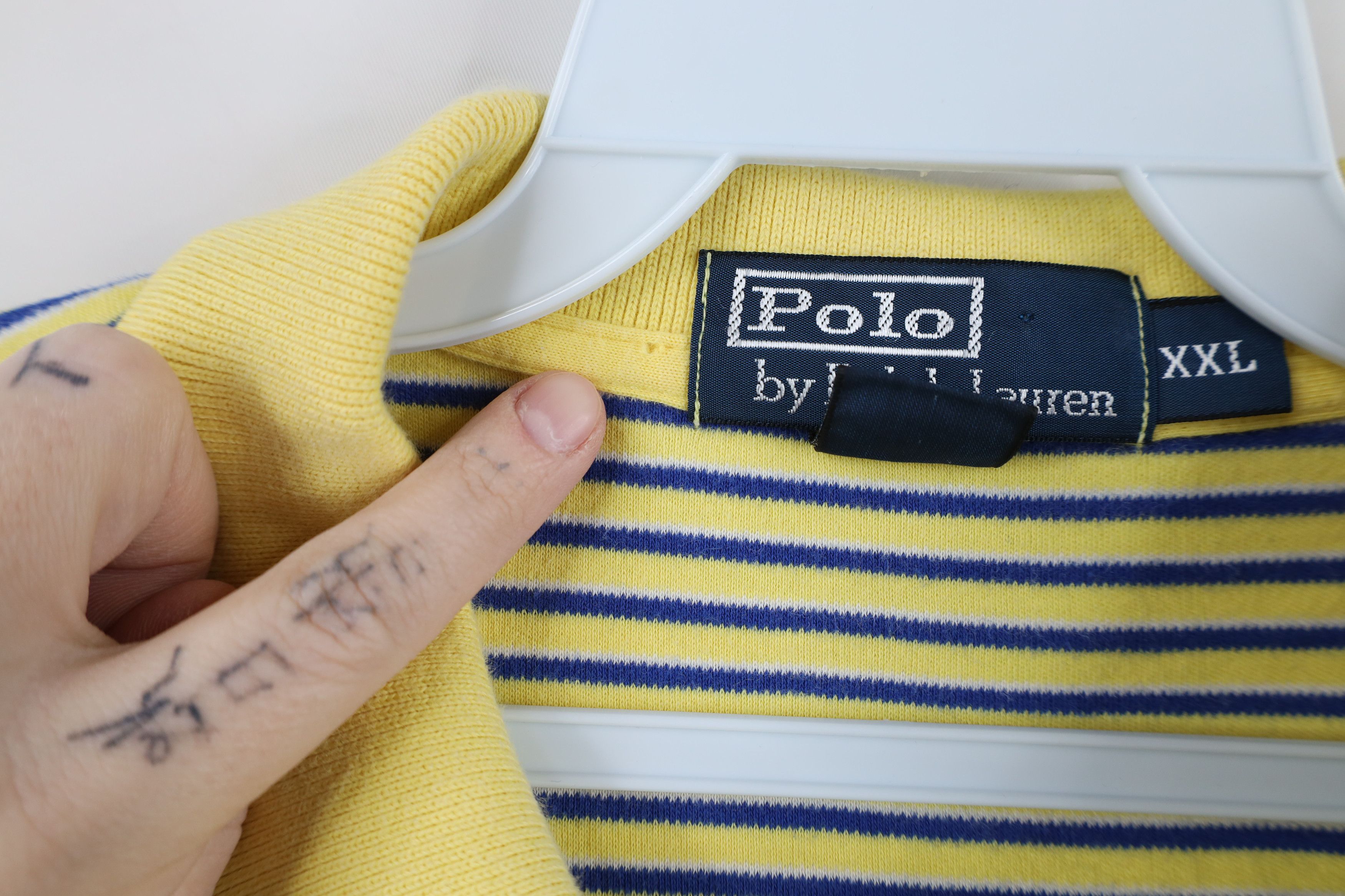 Ralph Lauren × Vintage Vintage 90s Ralph Lauren Soft Cotton Touch Polo Shirt Yellow Size US XXL / EU 58 / 5 - 6 Thumbnail
