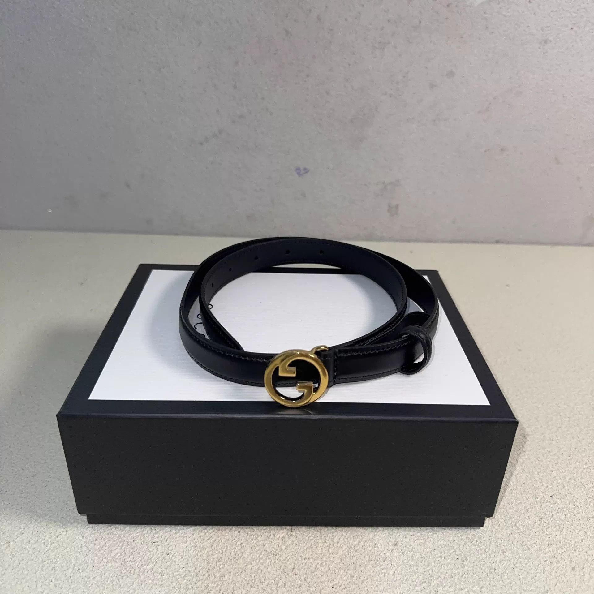 Gucci GUCCI 75cm black gold double G buckle leather belt Size ONE SIZE - 2 Thumbnail