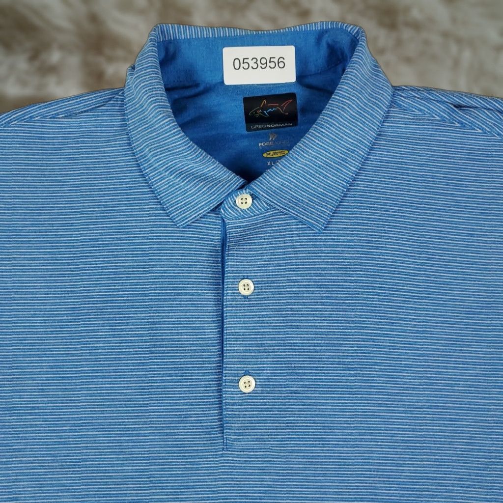 Vintage Greg Norman Polo Shirt Mens XL Blue Striped Shark Golf Casual Short Sleeve Polo Shirt Size US XL / EU 56 / 4 - 1 Thumbnail
