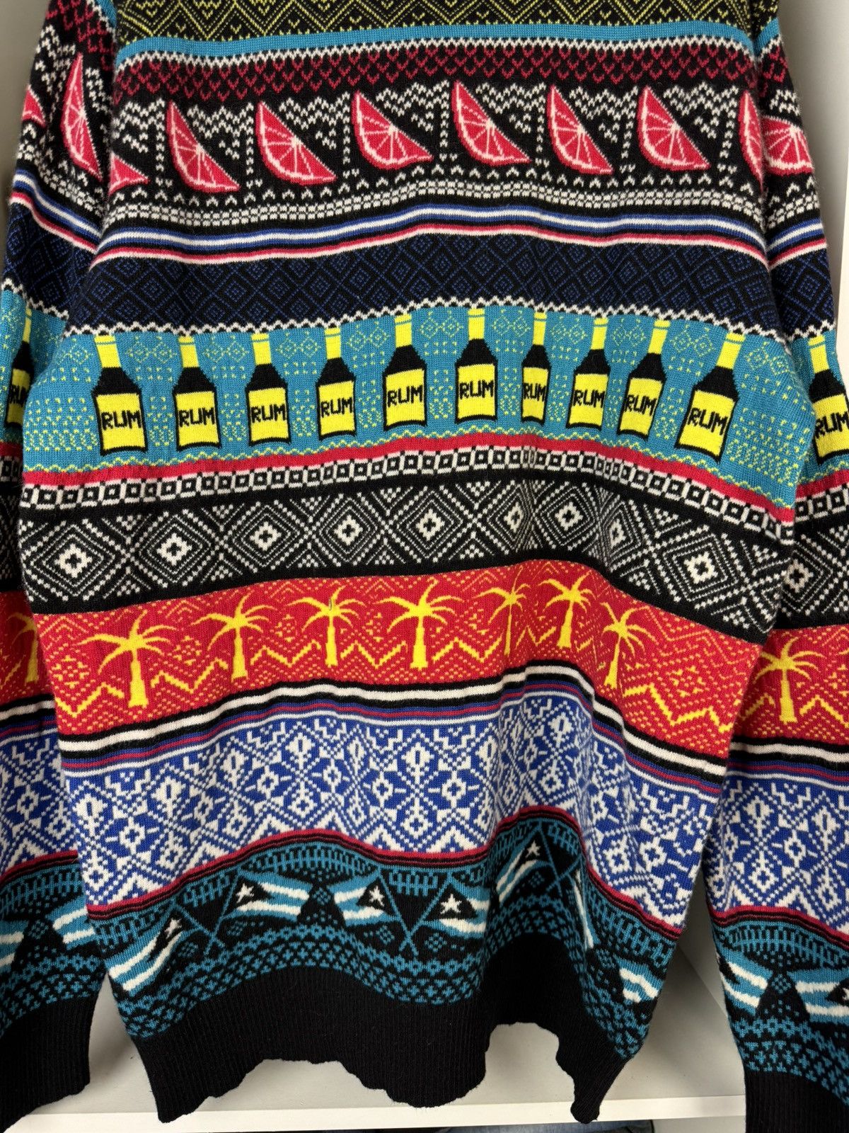 Diesel Diesel Rum Bottles & Tropical Palms Colorful Sweater Size US L / EU 52-54 / 3 - 22 Thumbnail